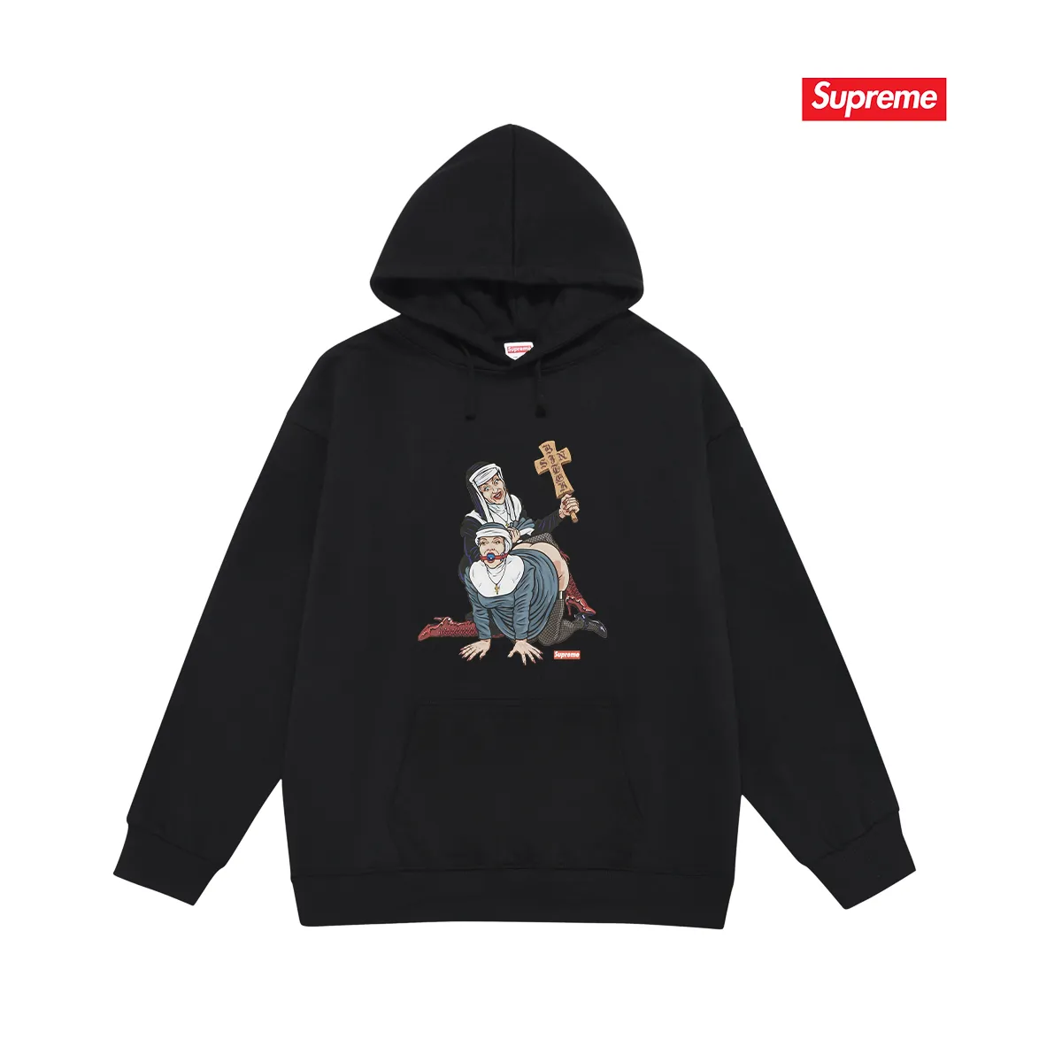 Style No. S2196 #terry P160💰 Velvet P170💰 Supreme American fashion brand hooded sweatshirt. Made of 400g large terry 430g silver fox velvet (drop shoulder large version) fabric. The texture is soft and non-pilling. Imported environmentally friendly printing glue. The pattern is bright and three-dimensional. The quality is the same for men and women. The upper body is trendy. Color: black white gray Size: S M L XL XXL