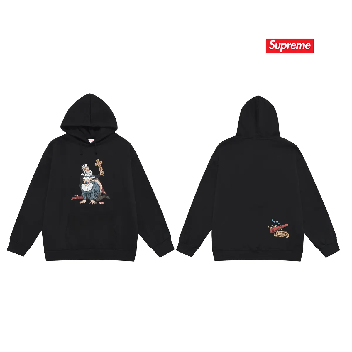 Style No. S2196 #terry P160💰 Velvet P170💰 Supreme American fashion brand hooded sweatshirt. Made of 400g large terry 430g silver fox velvet (drop shoulder large version) fabric. The texture is soft and non-pilling. Imported environmentally friendly printing glue. The pattern is bright and three-dimensional. The quality is the same for men and women. The upper body is trendy. Color: black white gray Size: S M L XL XXL