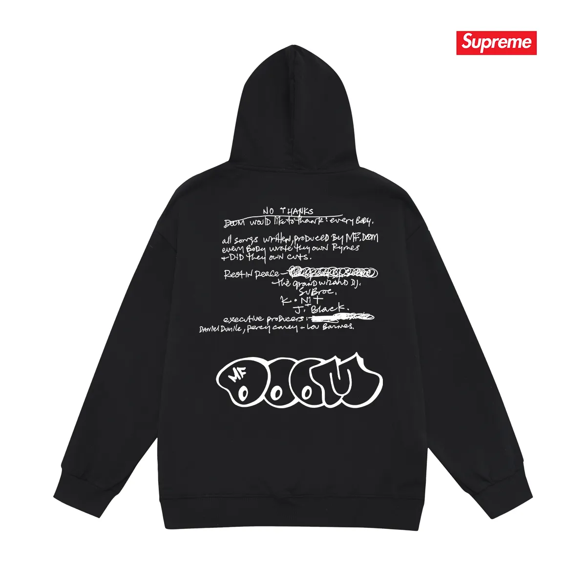Style number S2207 #terry P160💰 Velvet P170💰 SupxMFDOOM FW23 mask with handwritten letters printed on the back Hooded sweatshirt Made of 400g large terry 430g silver fox velvet (drop shoulder large version) fabric Soft texture and no pilling Imported environmentally friendly printing glue The pattern is bright and three-dimensional Quality 💥Same style for men and women The upper body is trendy Color: black white gray Size: S M L XL XXL