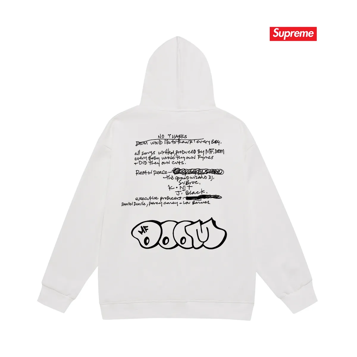 Style number S2207 #terry P160💰 Velvet P170💰 SupxMFDOOM FW23 mask with handwritten letters printed on the back Hooded sweatshirt Made of 400g large terry 430g silver fox velvet (drop shoulder large version) fabric Soft texture and no pilling Imported environmentally friendly printing glue The pattern is bright and three-dimensional Quality 💥Same style for men and women The upper body is trendy Color: black white gray Size: S M L XL XXL