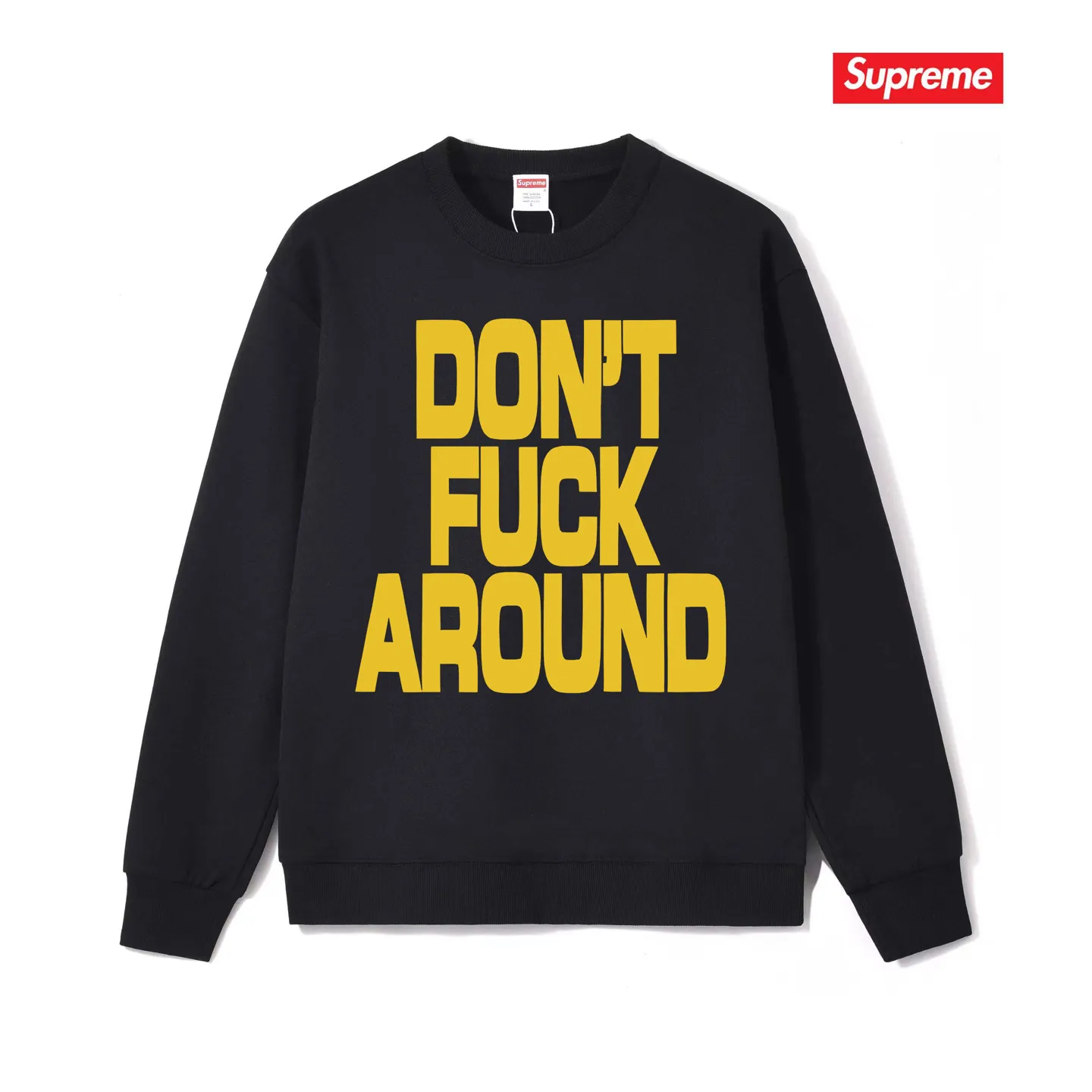 Style No. S1078 #terry p150💰 Velvet 160💰 Supreme FW22 Week 5 Don’t Around Tee Letter Printed Round Neck Sweater Made of 400 grams of large terry (drop shoulder large version) fabric, soft texture and no pilling Imported environmentally friendly printing glue The pattern is bright and three-dimensional Quality💥Same style for men and women The upper body is trendy Color: Black White Gray Size: S M L XL XXL