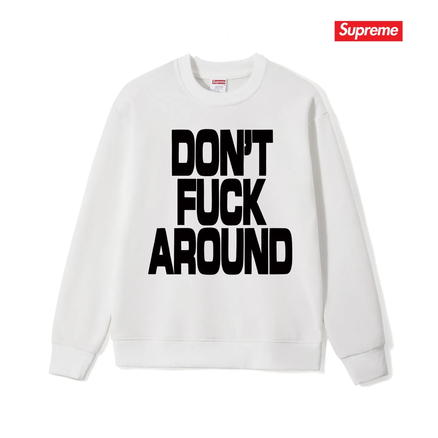 Style No. S1078 #terry p150💰 Velvet 160💰 Supreme FW22 Week 5 Don’t Around Tee Letter Printed Round Neck Sweater Made of 400 grams of large terry (drop shoulder large version) fabric, soft texture and no pilling Imported environmentally friendly printing glue The pattern is bright and three-dimensional Quality💥Same style for men and women The upper body is trendy Color: Black White Gray Size: S M L XL XXL