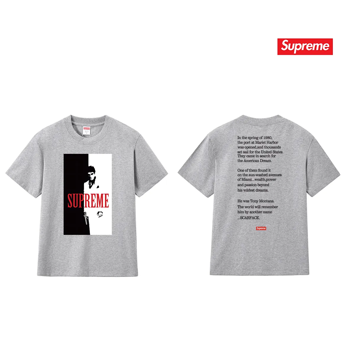 S159 P110💰 Street sp scarface scarface movie poster character limited summer cotton round neck short-sleeved T-shirt. Loose fit. Made of 260g combed cotton double yarn. From fabric to accessories, all three standards are complete and follow ZP. Imported Matsui company slurry printing will never crack. The whole piece adopts three-needle five-thread process. The neckline-shoulder seam-sleeve seam is double-lined, which looks more three-dimensional and textured. The same process as the original version, classic version Feel free to compare zp. The whole piece adopts three-needle five-thread craftsmanship (neckline-shoulder seam-sleeve seam double thread, which looks more three-dimensional and textured). It has the same craftsmanship as the original original, classic version. Color: black, white, light gray, navy blue, pink. Size: S M L XL XXL