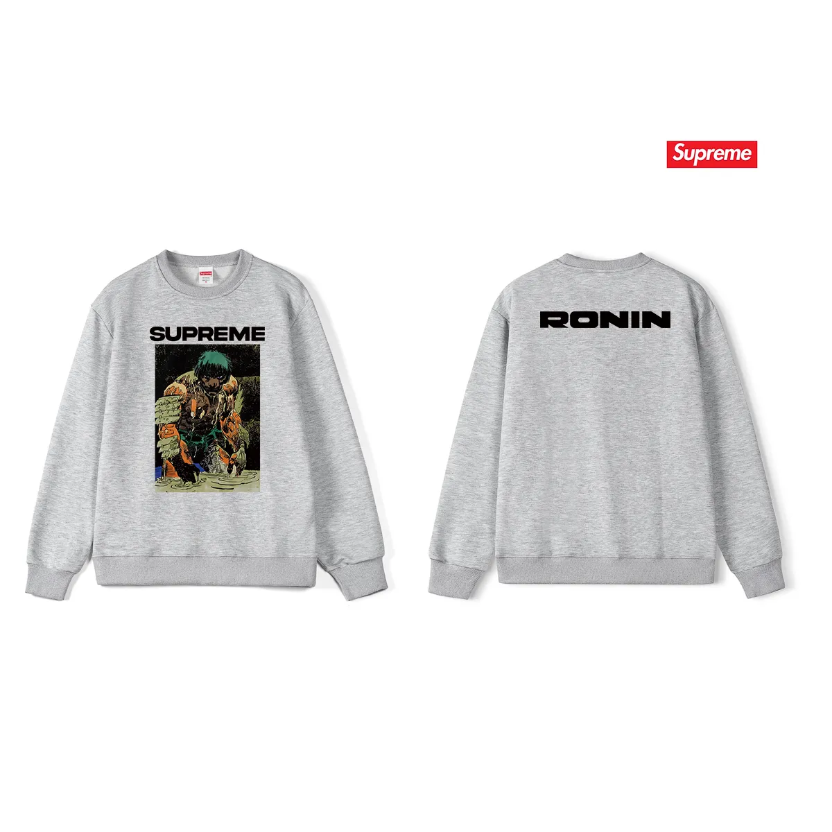Style No. S1026 #terry p150💰 Velvet 160💰 Supreme SS23 Week9 RONIN TEE werewolf pattern printed round neck sweatshirt Made of 400 grams of large terry (drop shoulder large version) fabric, soft texture and no pilling Imported environmentally friendly printing glue The pattern is bright and three-dimensional Quality 💥 Same style for men and women The upper body is trendy Color: black white gray Size: S M L XL XXL
