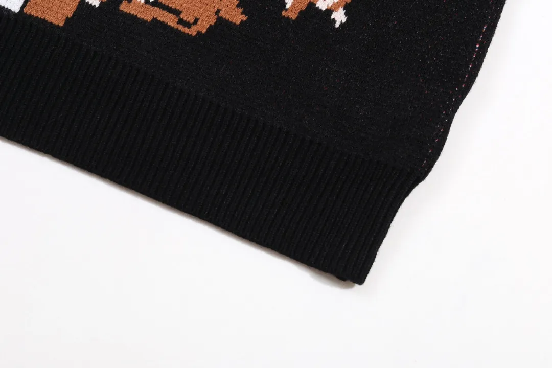 P300 supreme Snow White and the Seven Dwarfs jacquard crew neck sweater Color: Black White Size: S M L XL XXL