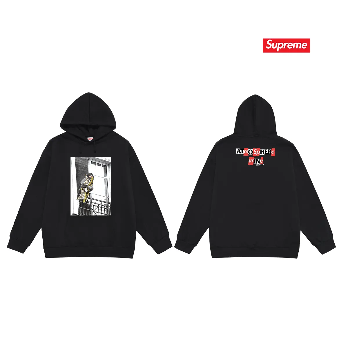 Style No. S2107 #terry P160💰 Velvet P170💰 Supreme Week 14 xANTIHERO Balcony Tee co-branded Michael Jackson balcony character print hooded sweatshirt Made of 400g large terry 430g silver fox velvet (drop shoulder large version) fabric, soft texture and no pilling, imported environmentally friendly printing glue, bright and three-dimensional pattern, quality 💥Same style for men and women, the upper body is trendy Color: Black White Gray Size: S M L XL XXL
