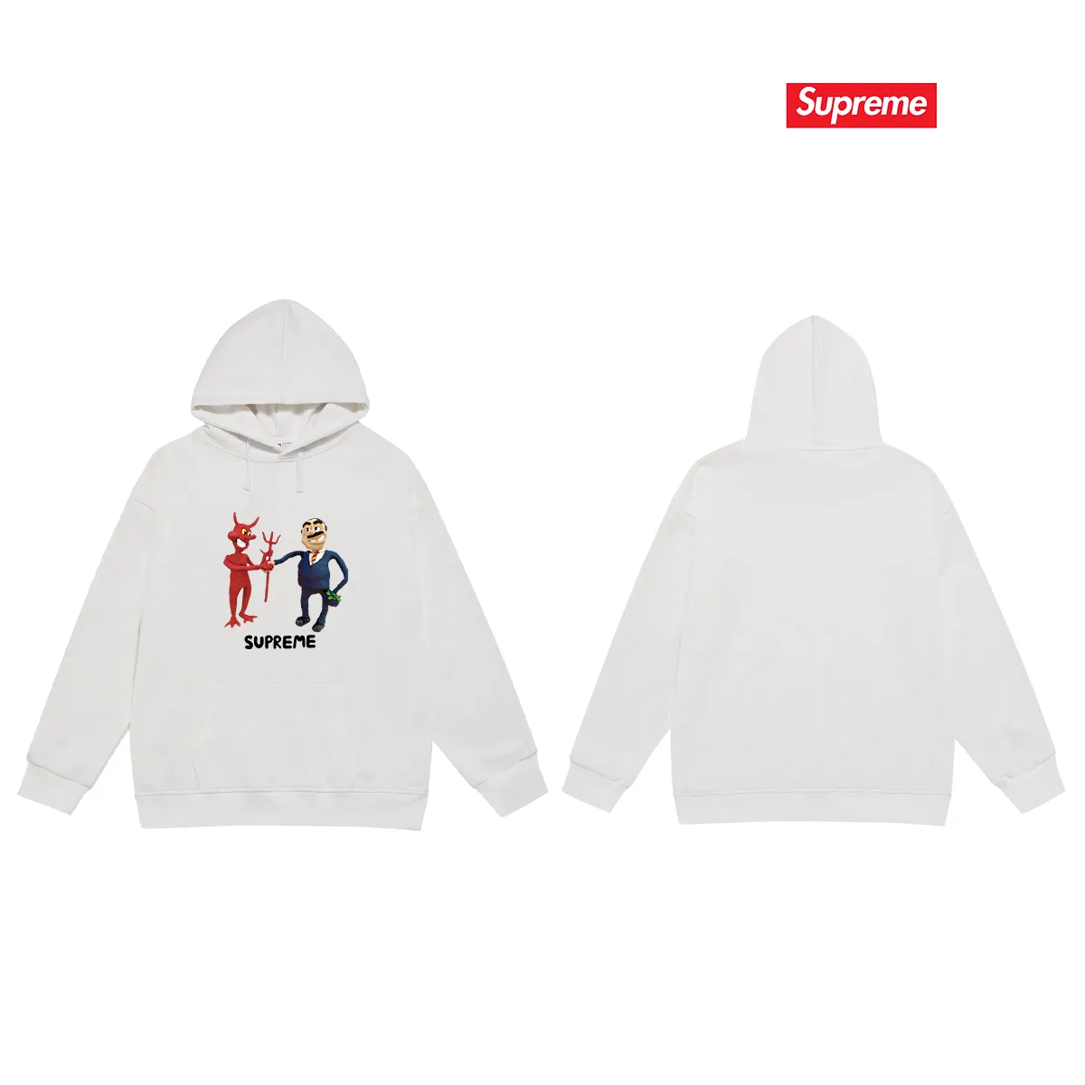 Style No. S2110 #terry P160💰 Velvet P170💰 Supreme SS23 Week9 BUSINESS TEE Devil's Contract Printed Hooded Sweatshirt Made of 400g large terry 430g silver fox velvet (off-shoulder large version) fabric. The texture is soft and non-pilling. Imported environmentally friendly printing glue. The pattern is bright and three-dimensional. Quality 💥Same style for men and women. The upper body is trendy. Color: black white gray Size: S M L XL XXL