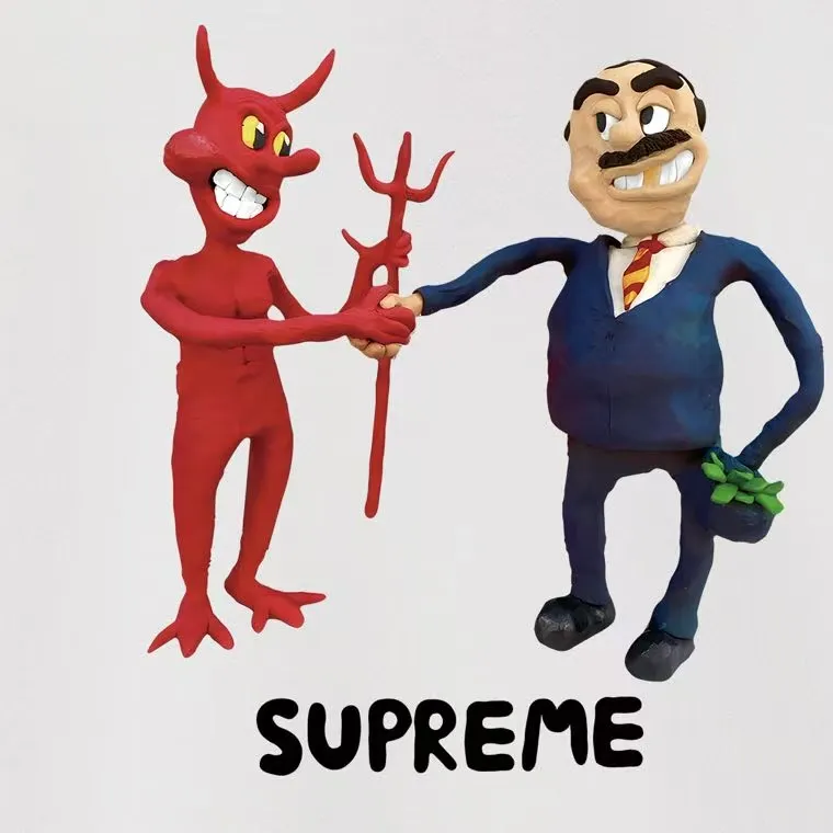 Style No. S2110 #terry P160💰 Velvet P170💰 Supreme SS23 Week9 BUSINESS TEE Devil's Contract Printed Hooded Sweatshirt Made of 400g large terry 430g silver fox velvet (off-shoulder large version) fabric. The texture is soft and non-pilling. Imported environmentally friendly printing glue. The pattern is bright and three-dimensional. Quality 💥Same style for men and women. The upper body is trendy. Color: black white gray Size: S M L XL XXL