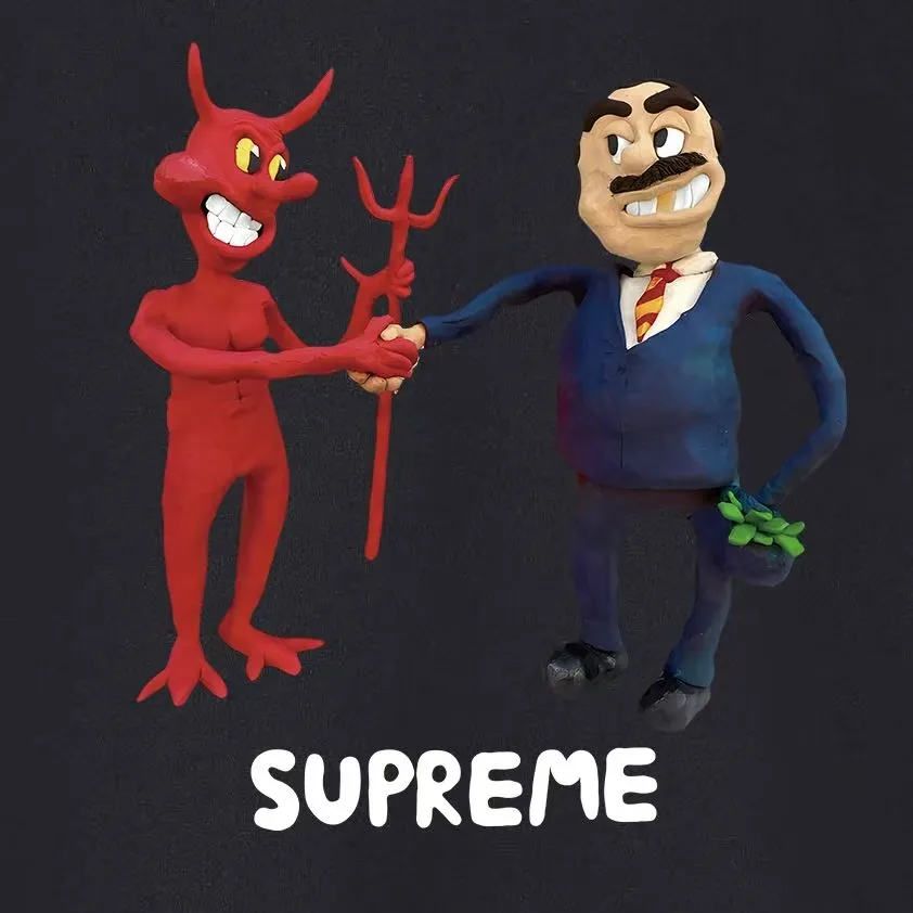 Style No. S2110 #terry P160💰 Velvet P170💰 Supreme SS23 Week9 BUSINESS TEE Devil's Contract Printed Hooded Sweatshirt Made of 400g large terry 430g silver fox velvet (off-shoulder large version) fabric. The texture is soft and non-pilling. Imported environmentally friendly printing glue. The pattern is bright and three-dimensional. Quality 💥Same style for men and women. The upper body is trendy. Color: black white gray Size: S M L XL XXL