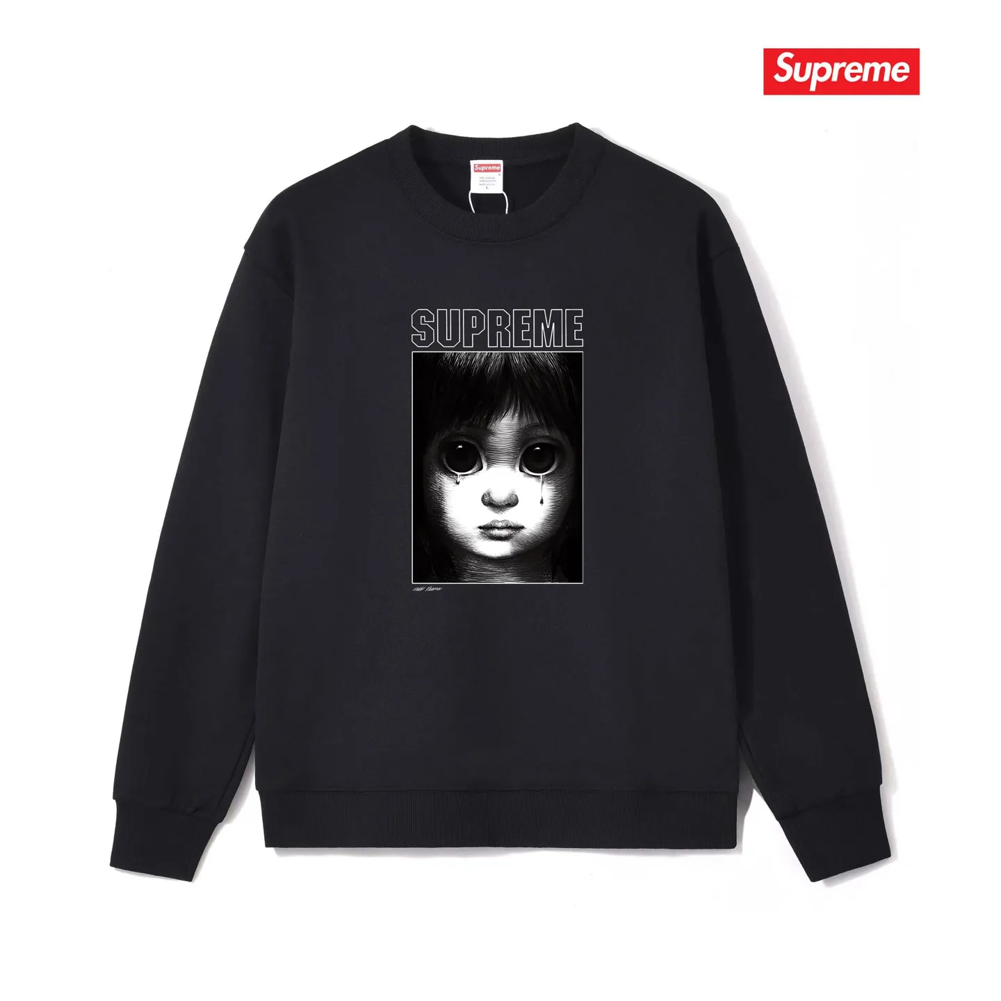 Style No. S1177 #terry p150💰 Velvet 160💰 Sup SS24 MARGARET KEANE co-branded character pattern printed round neck sweatshirt Made of 400 grams of large terry (drop shoulder large version) fabric, soft texture and no pilling Imported environmentally friendly printing glue The pattern is bright and three-dimensional Quality 💥Same style for men and women The upper body is trendy Color: black white gray Size: S M L XL XXL