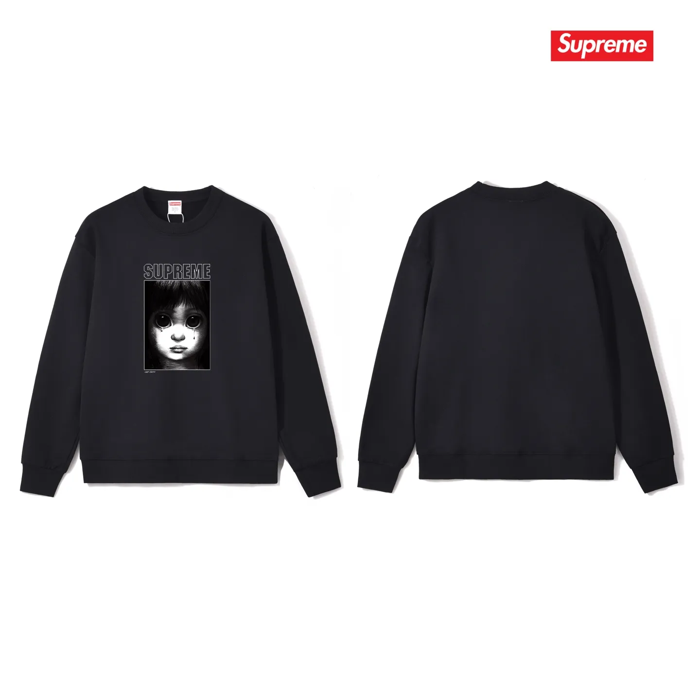 Style No. S1177 #terry p150💰 Velvet 160💰 Sup SS24 MARGARET KEANE co-branded character pattern printed round neck sweatshirt Made of 400 grams of large terry (drop shoulder large version) fabric, soft texture and no pilling Imported environmentally friendly printing glue The pattern is bright and three-dimensional Quality 💥Same style for men and women The upper body is trendy Color: black white gray Size: S M L XL XXL