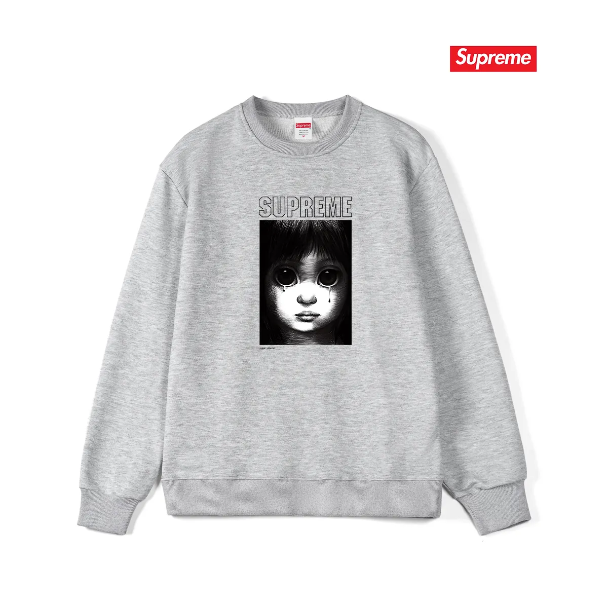 Style No. S1177 #terry p150💰 Velvet 160💰 Sup SS24 MARGARET KEANE co-branded character pattern printed round neck sweatshirt Made of 400 grams of large terry (drop shoulder large version) fabric, soft texture and no pilling Imported environmentally friendly printing glue The pattern is bright and three-dimensional Quality 💥Same style for men and women The upper body is trendy Color: black white gray Size: S M L XL XXL