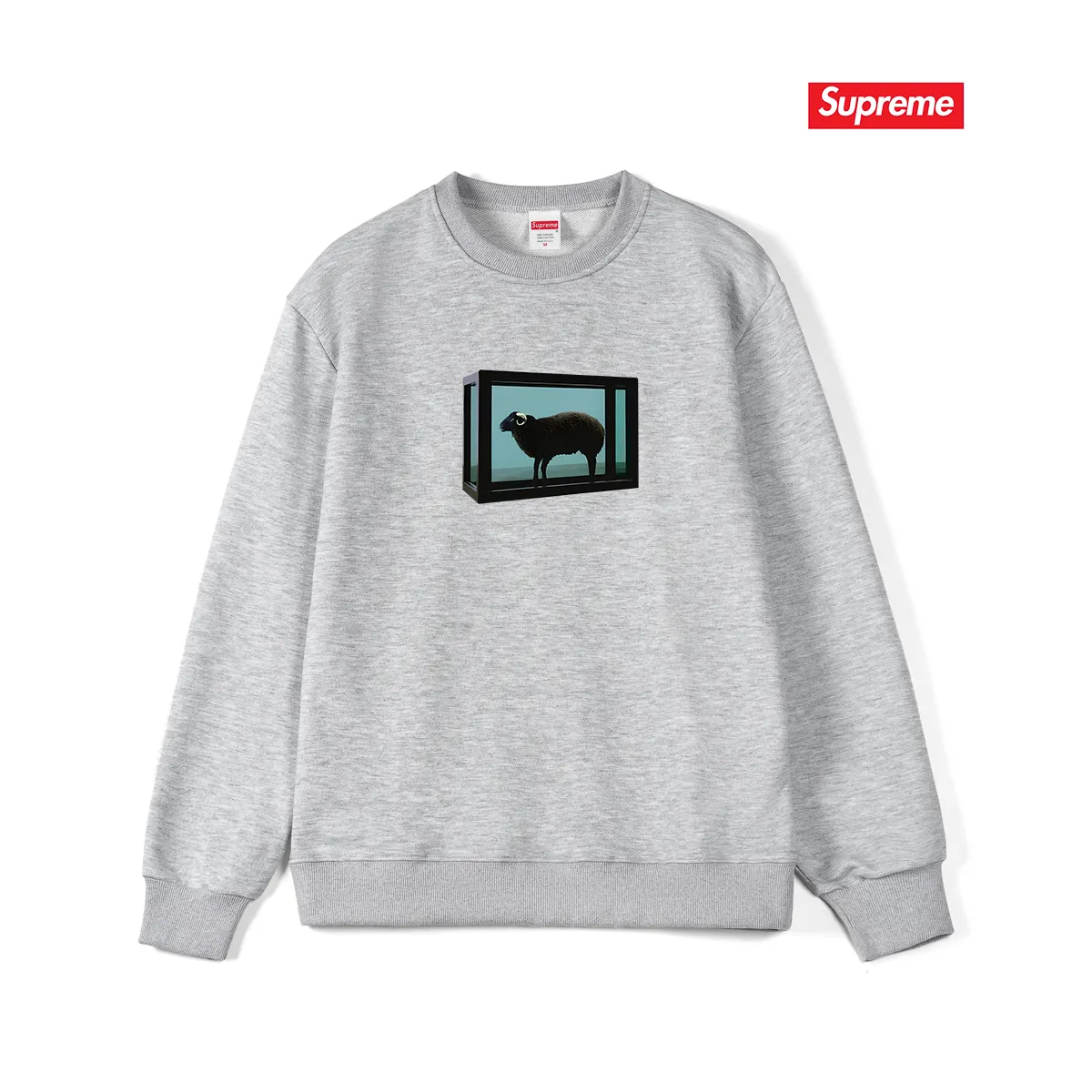 Style No. S1143 #terry p150💰 Plus velvet 160💰 SUPREME retro niche trendy brand sheep print round neck sweatshirt Made of 400g large terry (drop shoulder large version) fabric, soft texture and no pilling Imported environmentally friendly printing glue The pattern is bright and three-dimensional Quality 💥Same style for men and women The upper body is trendy Color: black white gray Size: S M L XL XXL