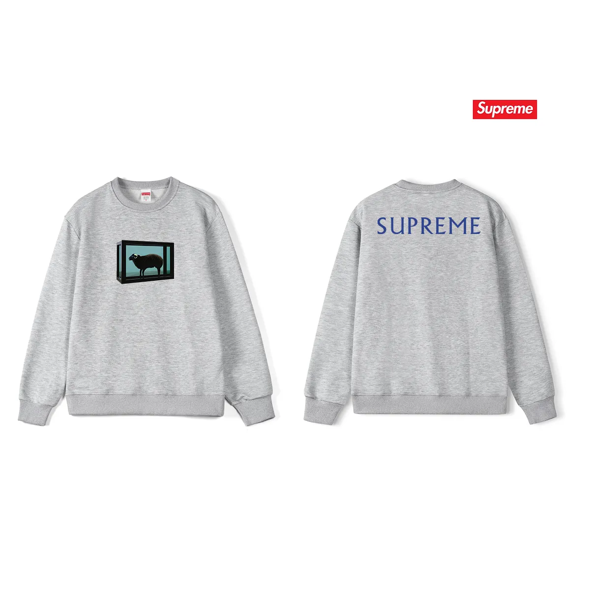 Style No. S1143 #terry p150💰 Plus velvet 160💰 SUPREME retro niche trendy brand sheep print round neck sweatshirt Made of 400g large terry (drop shoulder large version) fabric, soft texture and no pilling Imported environmentally friendly printing glue The pattern is bright and three-dimensional Quality 💥Same style for men and women The upper body is trendy Color: black white gray Size: S M L XL XXL