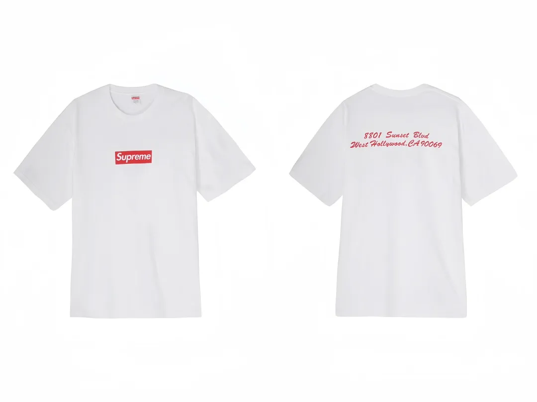 #S30 P110💰 Supreme SS23 Spring and Summer Series Week 1 West Hollywood Box Logo Tee Los Angeles new store limited Box logo short-sleeved T-shirt is made of 260 grams of combed cotton double yarn. From fabrics to accessories, all three standards are complete and follow ZP. Imported Matsui company's slurry printing will never crack. The whole piece is made of three-needle five-thread technology. The neckline-shoulder seam-sleeve seam is double-lined, which looks more three-dimensional and textured.) The same process as the authentic original, classic version Feel free to compare zp. The whole piece adopts three-needle five-thread craftsmanship. The neckline-shoulder seam-sleeve seam is double-threaded, which looks more three-dimensional and textured.) It has the same craftsmanship as the original original, classic version. Color: White Size: S M L XL XXL