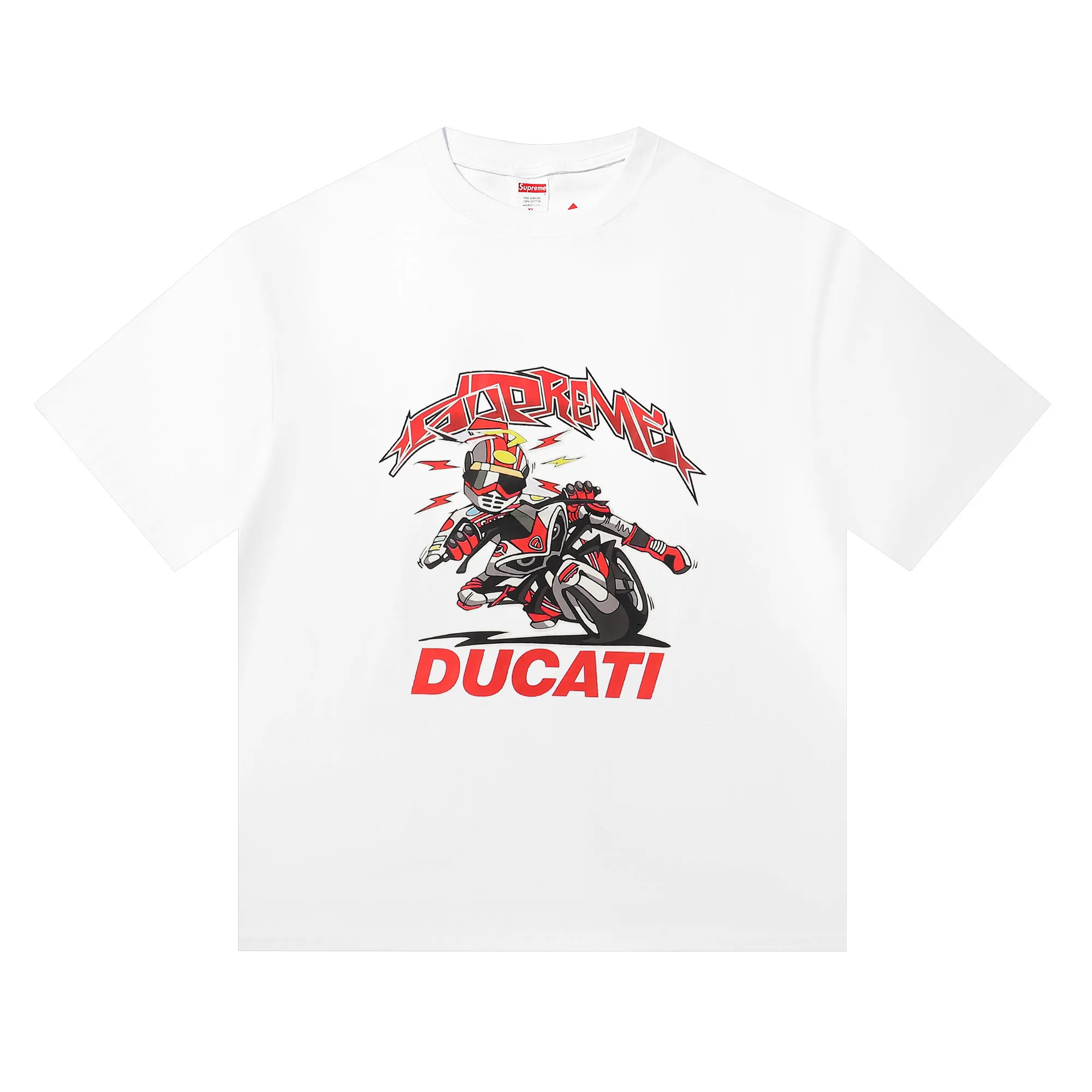 P136 supreme Ducati joint motorcycle white black SMLXL size shoulder width chest length S 52 56 70 M 54 58 72 L 56 60 74 XL 58 62 76