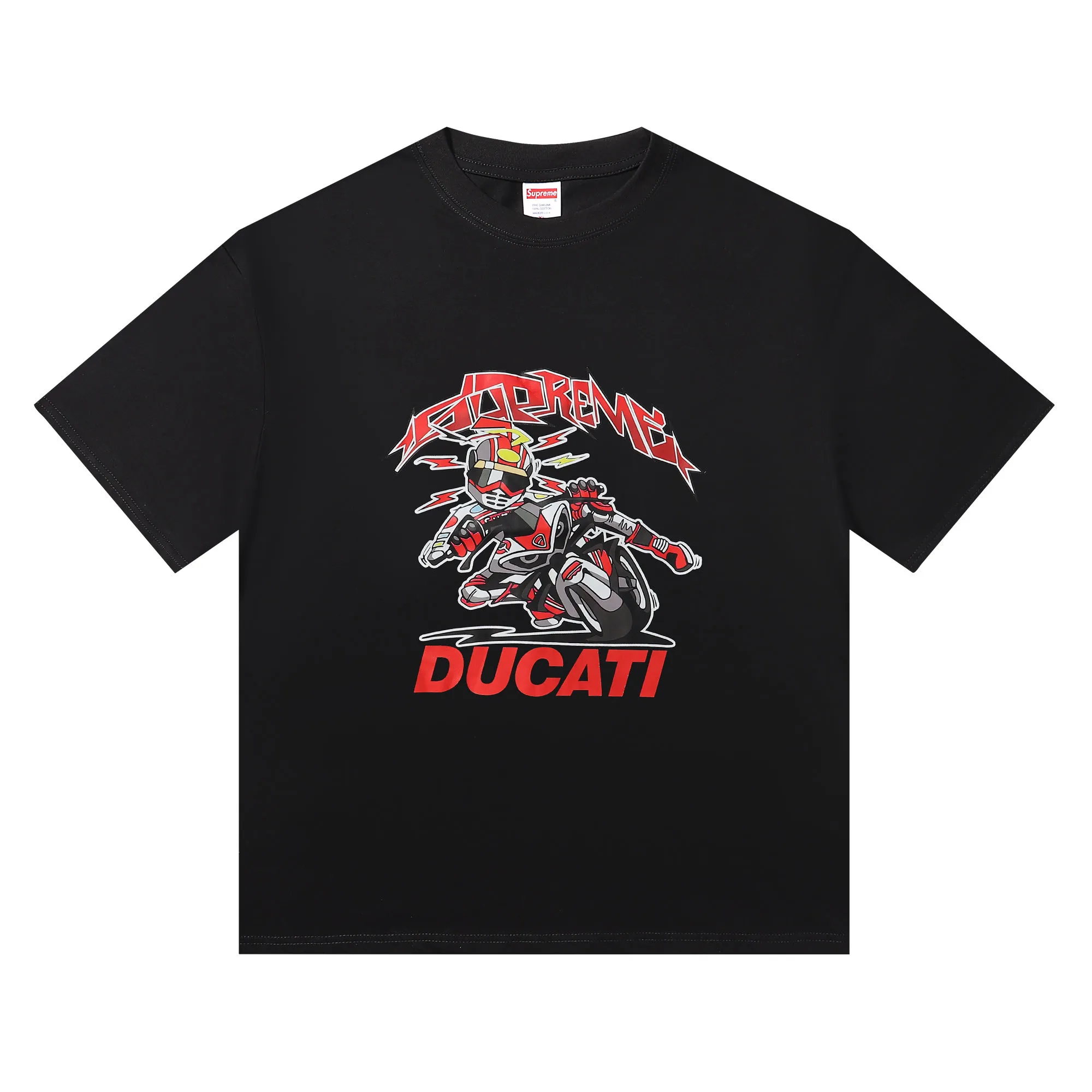 P136 supreme Ducati joint motorcycle white black SMLXL size shoulder width chest length S 52 56 70 M 54 58 72 L 56 60 74 XL 58 62 76