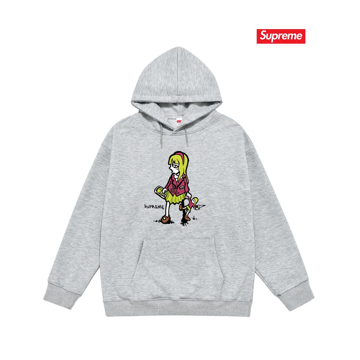 Style No. S2134 #terry P160💰 Velvet P170💰 Supreme 19SS Suzie Switchblade Tee Suzie little girl printed hooded sweatshirt Made of 400g large terry 430g silver fox velvet (drop shoulder large version) fabric, soft texture and no pilling Imported environmentally friendly printing glue The pattern is bright and three-dimensional Quality 💥Same style for men and women The upper body is trendy Color: black white gray Size: S M L XL XXL