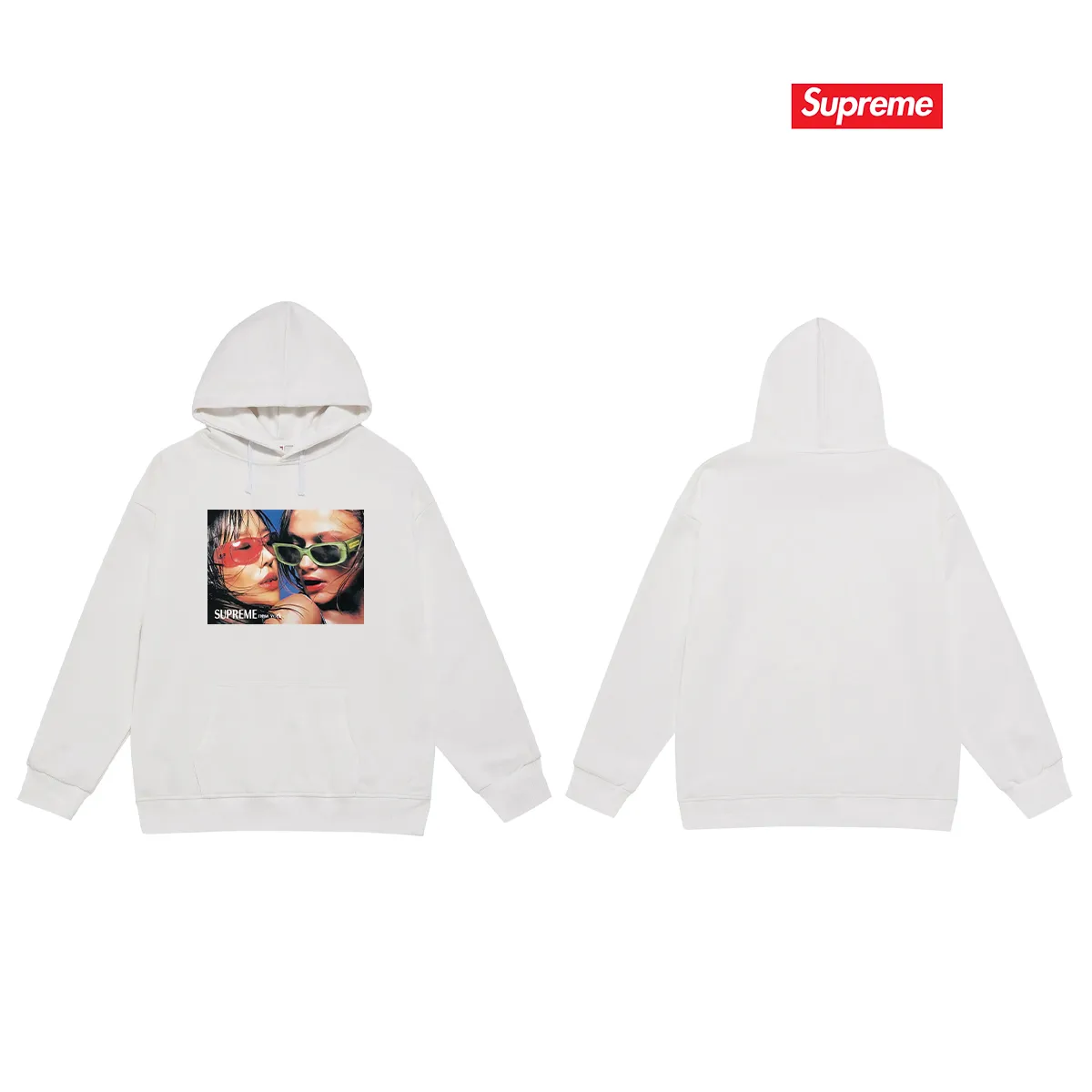 Style No. S2102 #terry P160💰 Velvet P170💰 Supreme SS23 Week9 EYEWEARTEE character print hooded sweatshirt Made of 400g large terry 430g silver fox velvet (off-shoulder large version) fabric, soft and non-pilling, imported environmentally friendly printing glue, bright and three-dimensional pattern, quality 💥Same style for men and women, the upper body is trendy Color: black white gray Size: S M L XL XXL