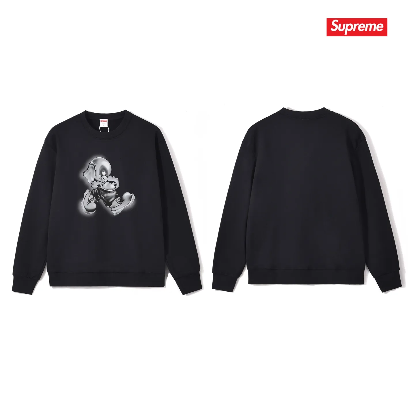 Style No. S1109 #terry p150💰 Velvet 160💰 Supreme FW22 Week1ElephantTee printed round neck sweatshirt Made of 400g large terry (drop shoulder large version) fabric, soft texture and no pilling Imported environmentally friendly printing glue The pattern is bright and three-dimensional Quality 💥Same style for men and women The upper body is trendy Color: black white gray Size: S M L XL XXL