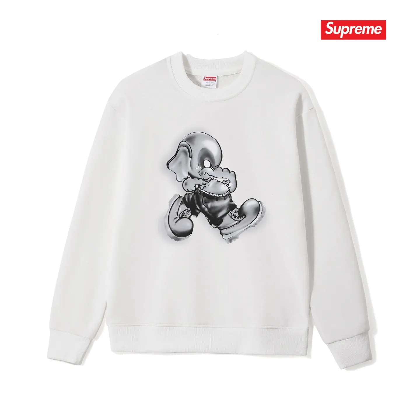 Style No. S1109 #terry p150💰 Velvet 160💰 Supreme FW22 Week1ElephantTee printed round neck sweatshirt Made of 400g large terry (drop shoulder large version) fabric, soft texture and no pilling Imported environmentally friendly printing glue The pattern is bright and three-dimensional Quality 💥Same style for men and women The upper body is trendy Color: black white gray Size: S M L XL XXL