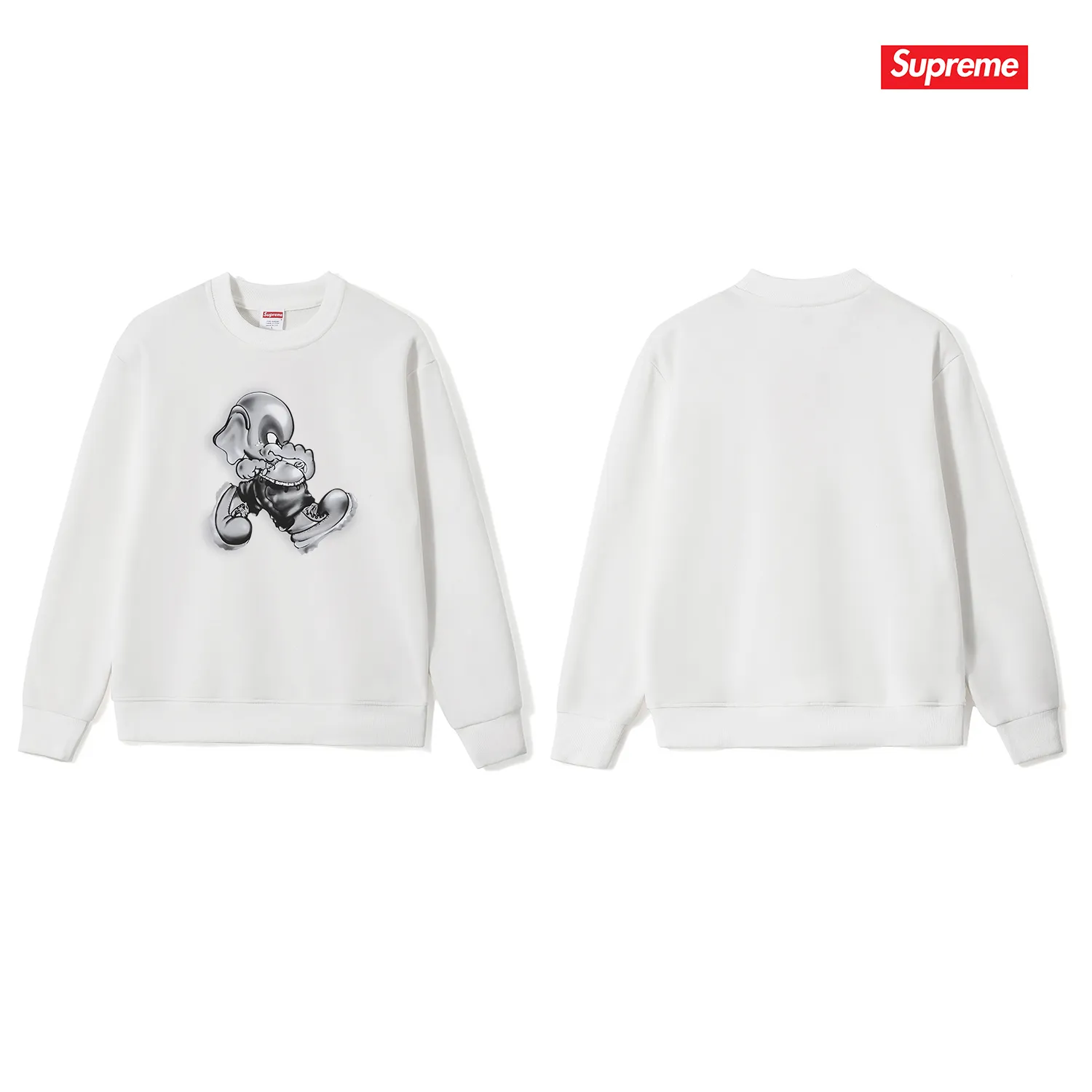 Style No. S1109 #terry p150💰 Velvet 160💰 Supreme FW22 Week1ElephantTee printed round neck sweatshirt Made of 400g large terry (drop shoulder large version) fabric, soft texture and no pilling Imported environmentally friendly printing glue The pattern is bright and three-dimensional Quality 💥Same style for men and women The upper body is trendy Color: black white gray Size: S M L XL XXL