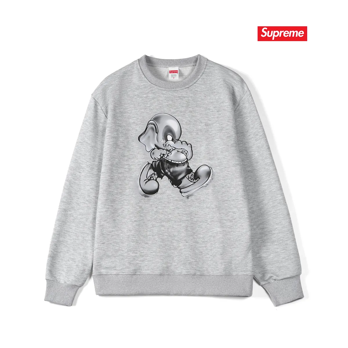 Style No. S1109 #terry p150💰 Velvet 160💰 Supreme FW22 Week1ElephantTee printed round neck sweatshirt Made of 400g large terry (drop shoulder large version) fabric, soft texture and no pilling Imported environmentally friendly printing glue The pattern is bright and three-dimensional Quality 💥Same style for men and women The upper body is trendy Color: black white gray Size: S M L XL XXL