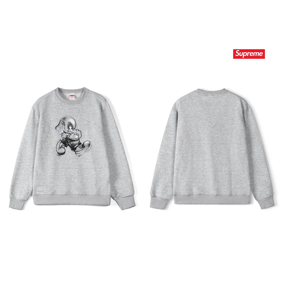 Style No. S1109 #terry p150💰 Velvet 160💰 Supreme FW22 Week1ElephantTee printed round neck sweatshirt Made of 400g large terry (drop shoulder large version) fabric, soft texture and no pilling Imported environmentally friendly printing glue The pattern is bright and three-dimensional Quality 💥Same style for men and women The upper body is trendy Color: black white gray Size: S M L XL XXL
