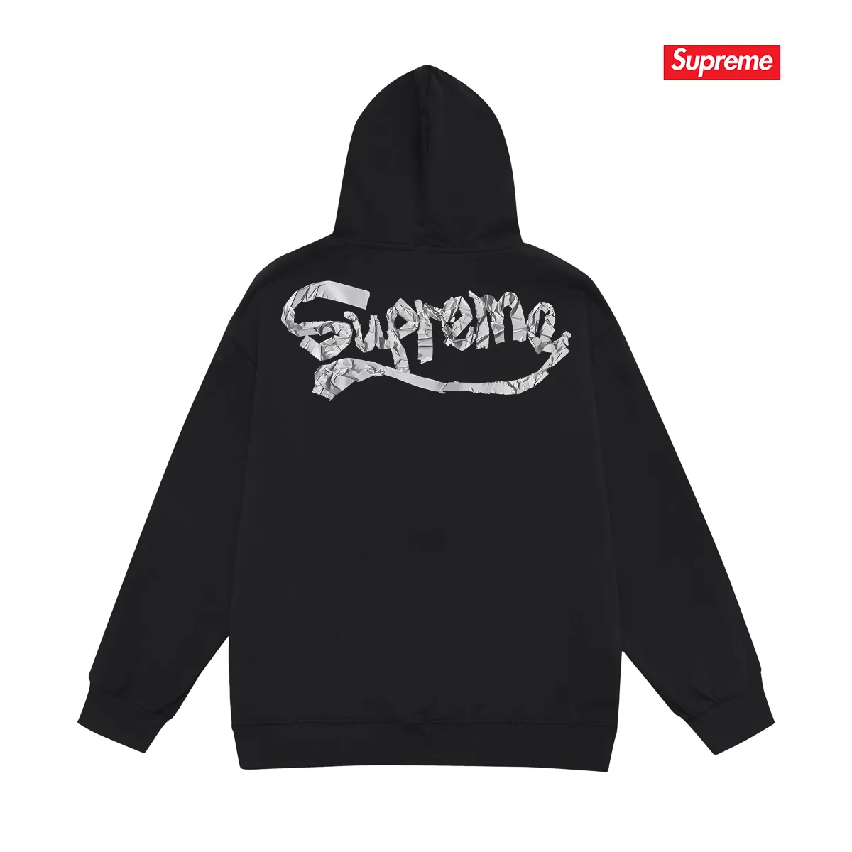 Style No. S2216 #terry P160💰 Velvet P170💰 Sup 80SS Tape Tee Logo printing on the back Hooded sweatshirt Made of 400g large terry 430g silver fox velvet (off-shoulder large version) fabric Soft texture and no pilling Imported environmentally friendly printing glue The pattern is bright and three-dimensional Quality 💥Same style for men and women The upper body is trendy Color: black white gray Size: S M L XL XXL