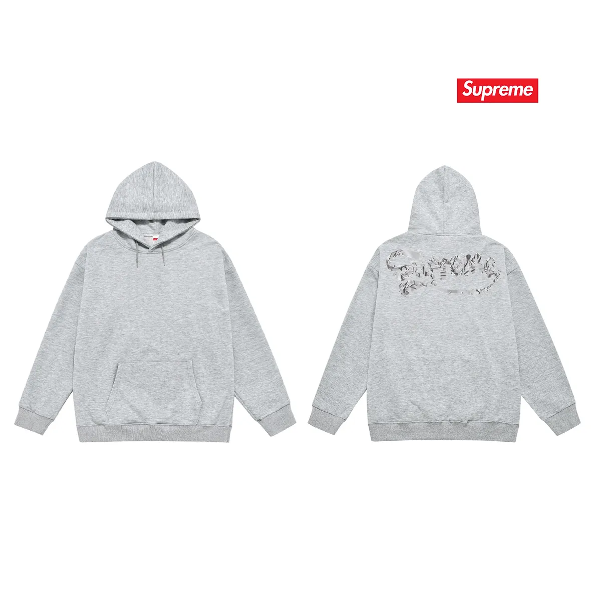 Style No. S2216 #terry P160💰 Velvet P170💰 Sup 80SS Tape Tee Logo printing on the back Hooded sweatshirt Made of 400g large terry 430g silver fox velvet (off-shoulder large version) fabric Soft texture and no pilling Imported environmentally friendly printing glue The pattern is bright and three-dimensional Quality 💥Same style for men and women The upper body is trendy Color: black white gray Size: S M L XL XXL