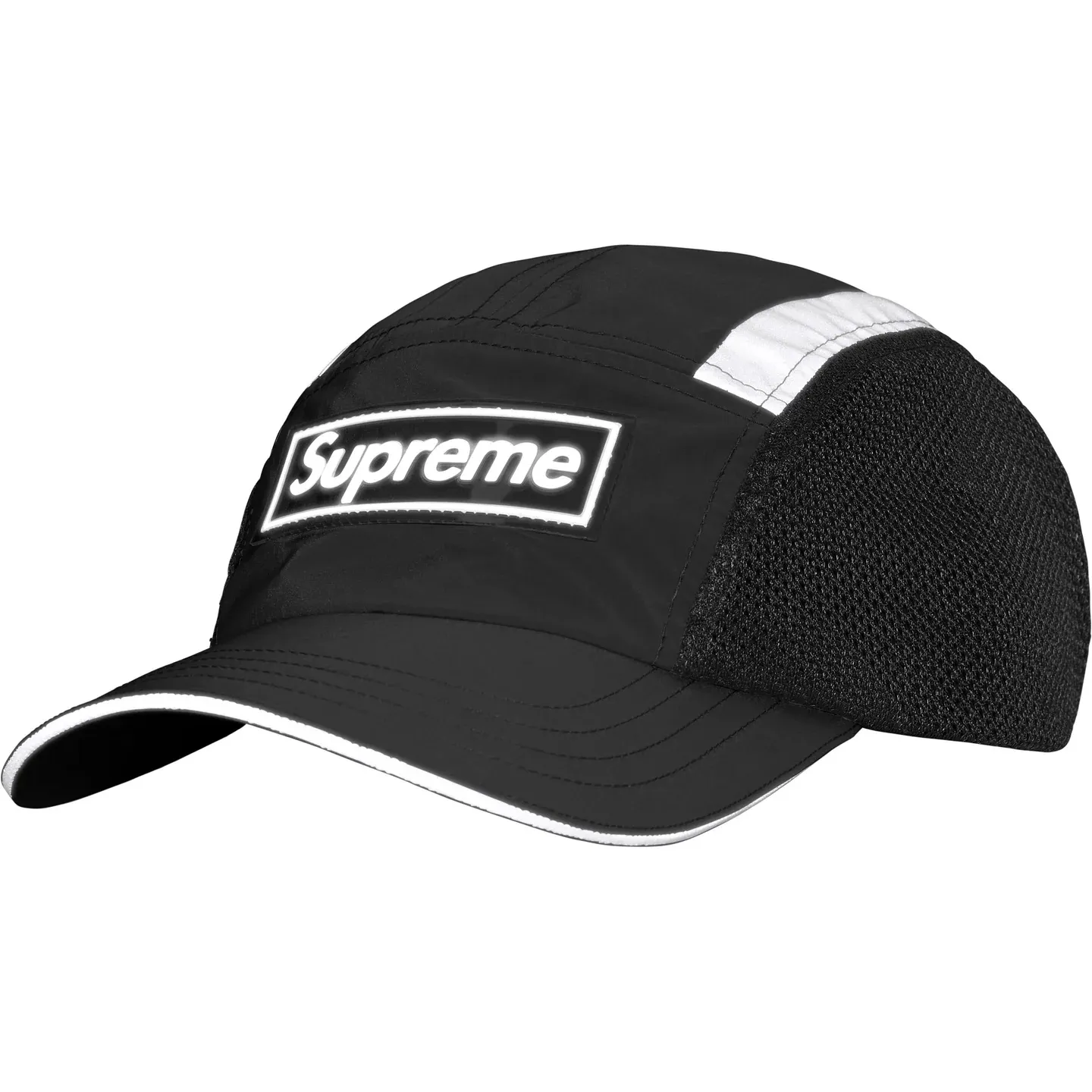 N110💰p150 Sup Side Mesh Camp Cap46M Reflective Side Mesh Baseball Cap Peaked Cap Black Apricot Red Blue