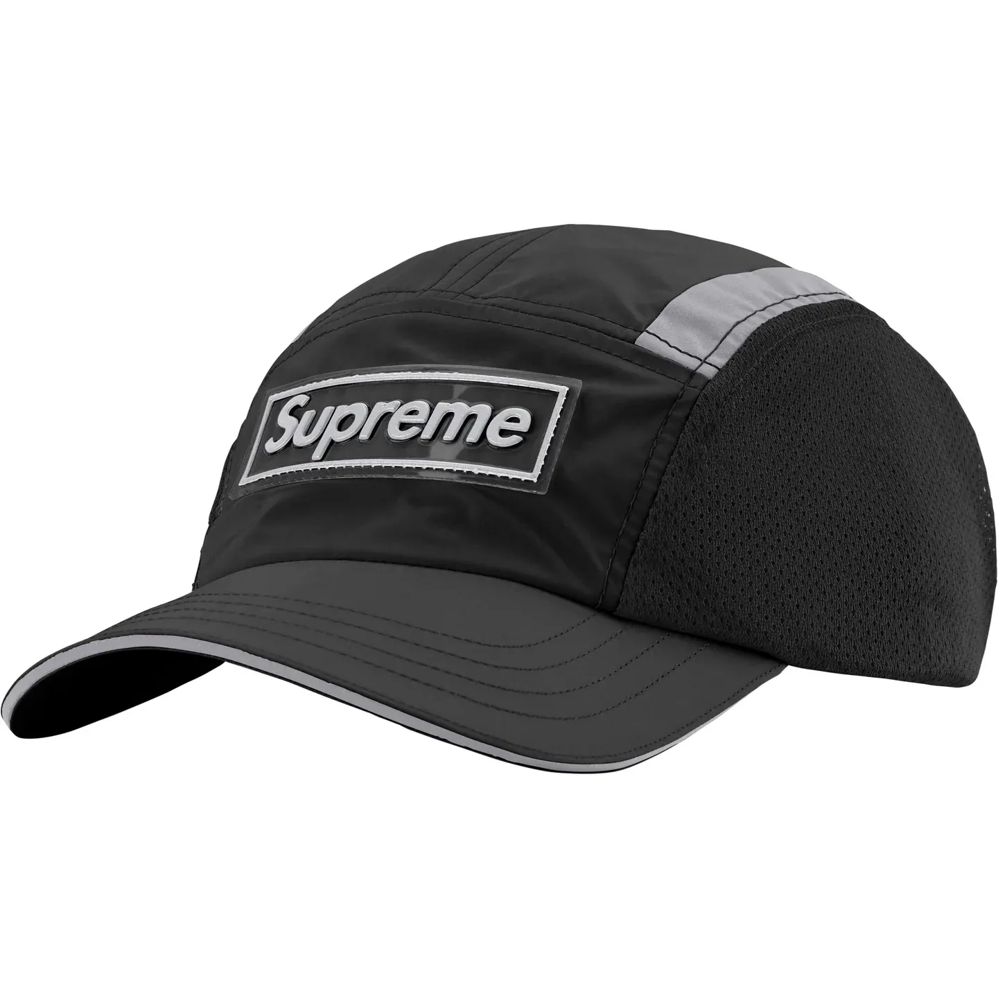N110💰p150 Sup Side Mesh Camp Cap46M Reflective Side Mesh Baseball Cap Peaked Cap Black Apricot Red Blue