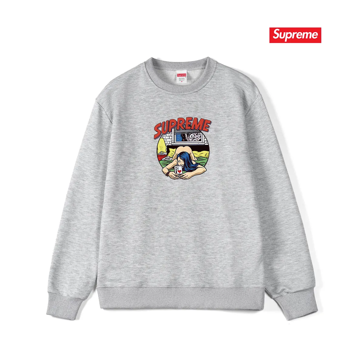 Style No. S1132 #terry p150💰 Velvet 160💰 Sup 80SS BEDROOM Bedroom Comic Girl Recumbent Round Neck Sweater Made of 400g large terry (drop shoulder large version) fabric, soft texture and no pilling Imported environmentally friendly printing glue The pattern is bright and three-dimensional Quality 💥Same style for men and women The upper body is trendy Color: Black White Gray Size: S M L XL XXL