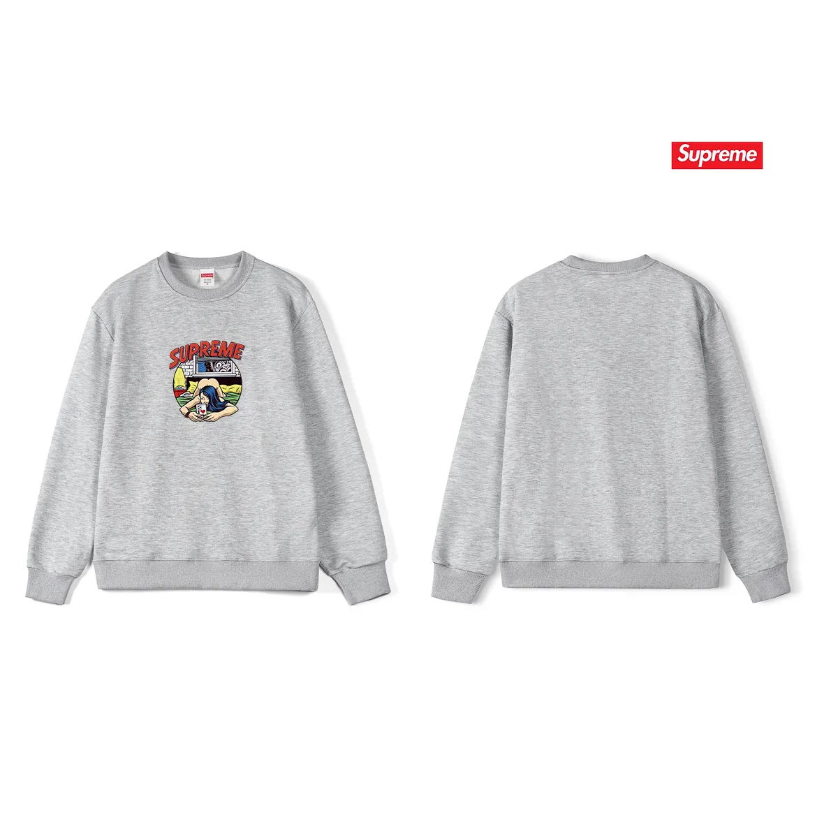 Style No. S1132 #terry p150💰 Velvet 160💰 Sup 80SS BEDROOM Bedroom Comic Girl Recumbent Round Neck Sweater Made of 400g large terry (drop shoulder large version) fabric, soft texture and no pilling Imported environmentally friendly printing glue The pattern is bright and three-dimensional Quality 💥Same style for men and women The upper body is trendy Color: Black White Gray Size: S M L XL XXL