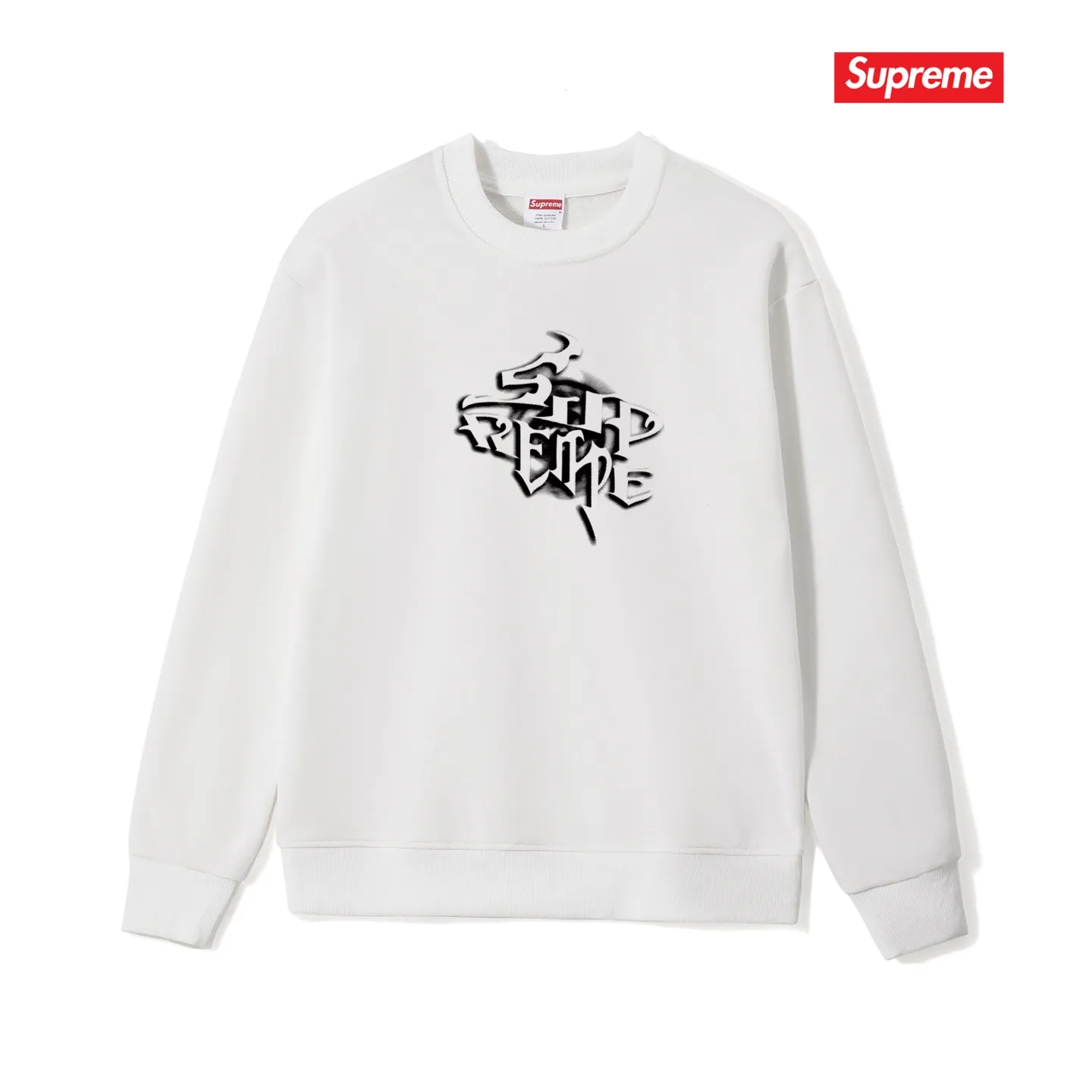 Style No. S1142 #terry p150💰 Velvet 160💰 Sup 24FW WEEK18 Letter printed round neck sweatshirt Made of 400g large terry (drop shoulder large version) fabric, soft and non-pilling texture, imported environmentally friendly printing glue, bright and three-dimensional pattern, quality 💥unisex style, trendy upper body, color: black, white, gray, size: S M L XL XXL
