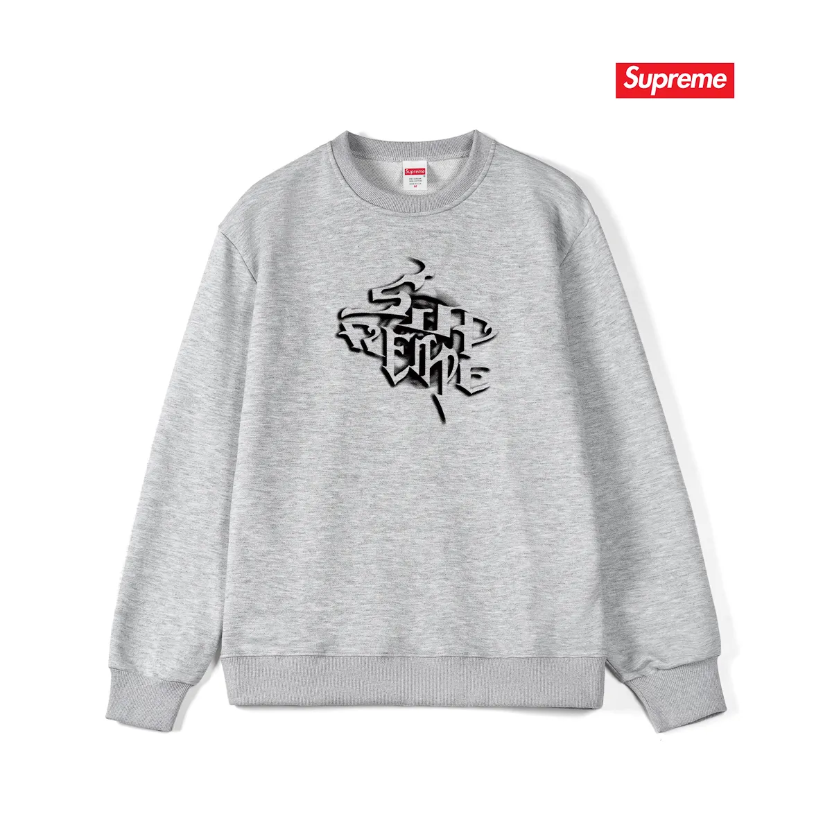 Style No. S1142 #terry p150💰 Velvet 160💰 Sup 24FW WEEK18 Letter printed round neck sweatshirt Made of 400g large terry (drop shoulder large version) fabric, soft and non-pilling texture, imported environmentally friendly printing glue, bright and three-dimensional pattern, quality 💥unisex style, trendy upper body, color: black, white, gray, size: S M L XL XXL