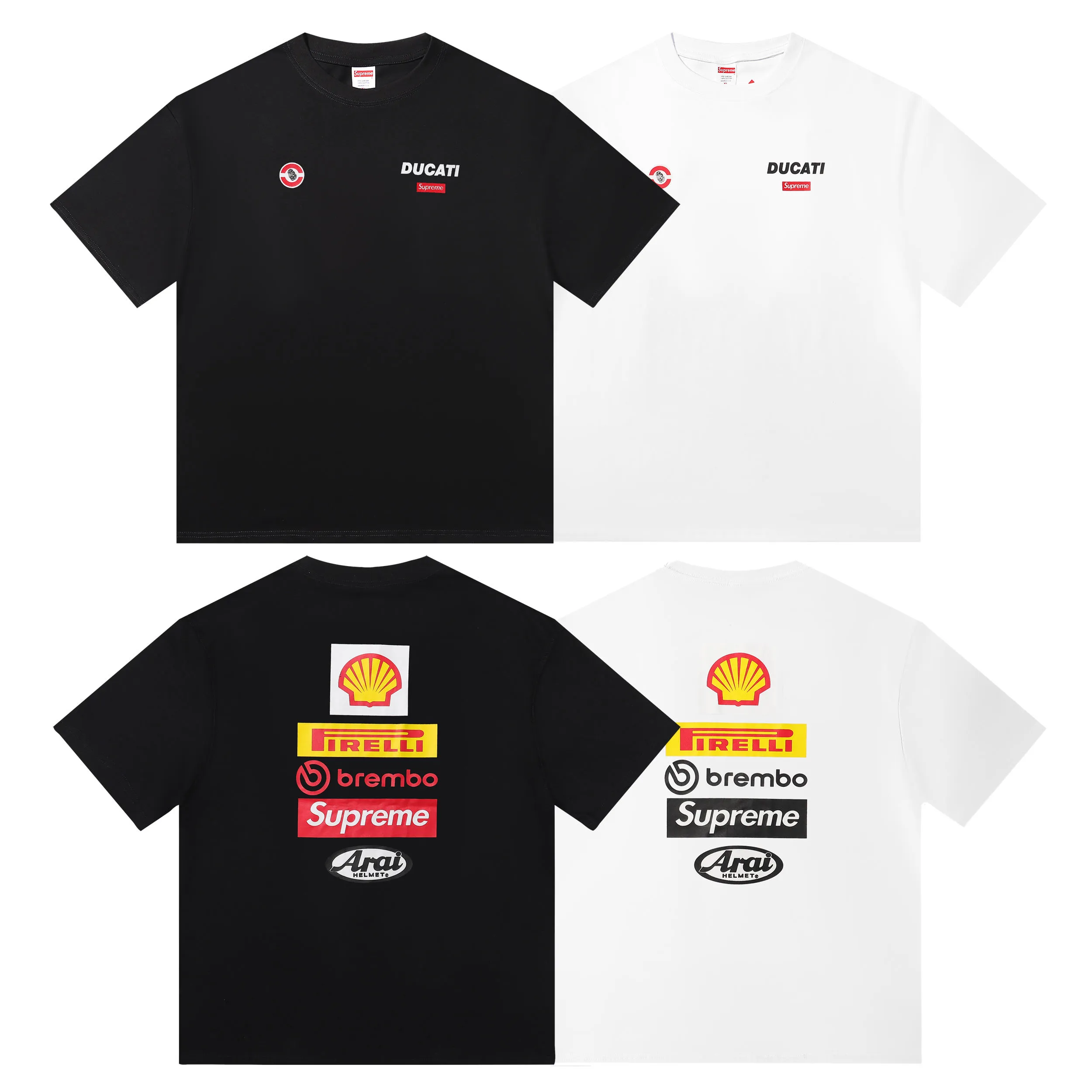 P136 supreme Ducati co-branded white black SMLXL size shoulder width chest length S 52 56 70 M 54 58 72 L 56 60 74 XL 58 62 76