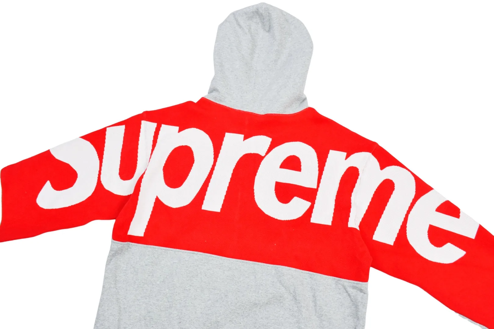 S528💰p390 Top version Supreme BIG LOGO JACQUARD HOODED SWEATSHIRT Hooded sweatshirt with big LOGO on the back. For those of us who focus on top Sup products, this sweatshirt is naturally available at our fingertips. ZP testing, custom weaving and dyeing, pure cotton 450G fleece main fabric, multiple stitching and tailoring design on the back, jacquard processing on the back, customized ZP co-branding, main label/wash water label/tag/packaging bag (Equipped with extra-large thickened handbag) There is a probability of passing the inspection version. If you put the original packaging picture together, there is a high probability of passing the test. Size: S-XL