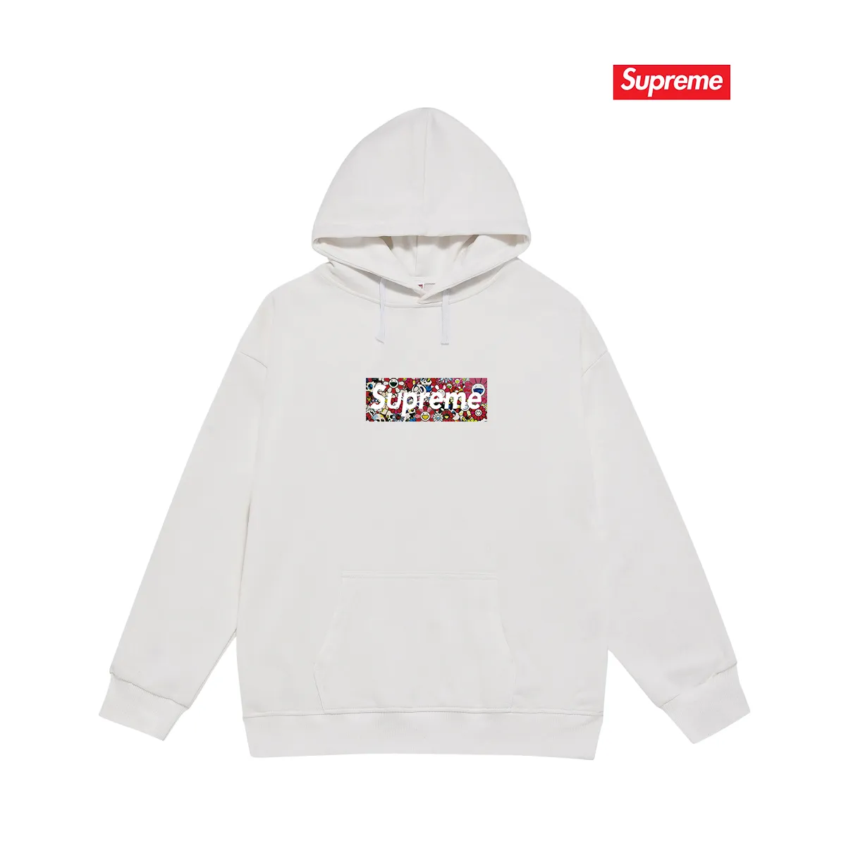 Style No. S2029 #terry P160💰 Velvet P170💰 Supreme x Takashi Murakami joint model SS20 charity sale sunflower hooded sweatshirt Made of 400g large terry 430g silver fox velvet (drop shoulder large version) fabric, soft texture and no pilling, imported environmentally friendly printing glue, bright and three-dimensional pattern, quality 💥Same style for men and women, the upper body is trendy Color: white Size: S M L XL XXL