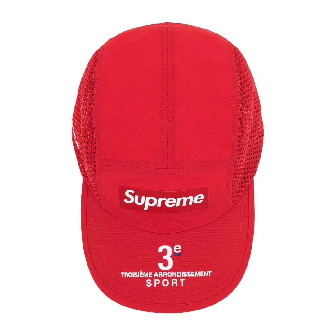 S394💰p150 Supreme 24ss Mesh Side Panel Camp Cap Color: Black White Red Blue
