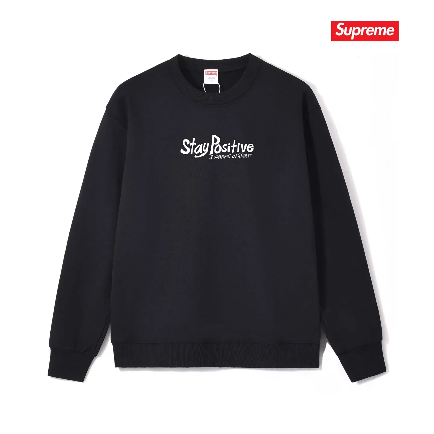 Style No. S1233 #terry p150💰 Velvet 160💰 Supreme Week 1 Stay Positive Tee Stay Positive English Print Round Neck Sweater Made of 400 grams of large terry (drop shoulder large version) fabric, soft texture and no pilling Imported environmentally friendly printing glue The pattern is bright and three-dimensional Quality💥Same style for men and women The upper body is trendy Color: Black White Gray Size: S M L XL XXL