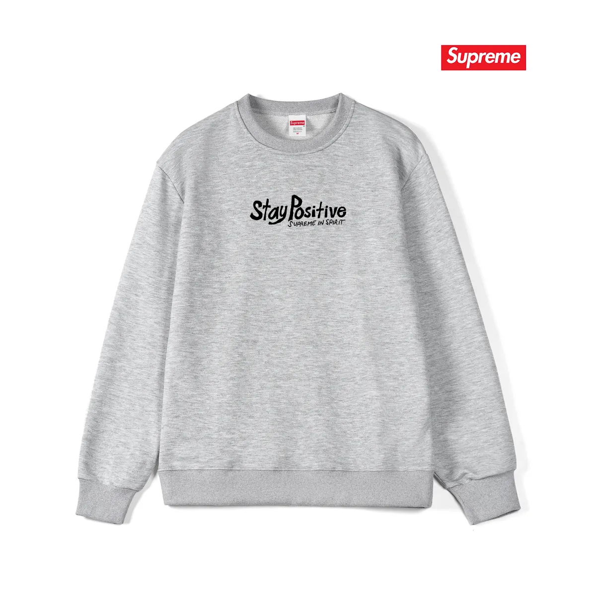 Style No. S1233 #terry p150💰 Velvet 160💰 Supreme Week 1 Stay Positive Tee Stay Positive English Print Round Neck Sweater Made of 400 grams of large terry (drop shoulder large version) fabric, soft texture and no pilling Imported environmentally friendly printing glue The pattern is bright and three-dimensional Quality💥Same style for men and women The upper body is trendy Color: Black White Gray Size: S M L XL XXL
