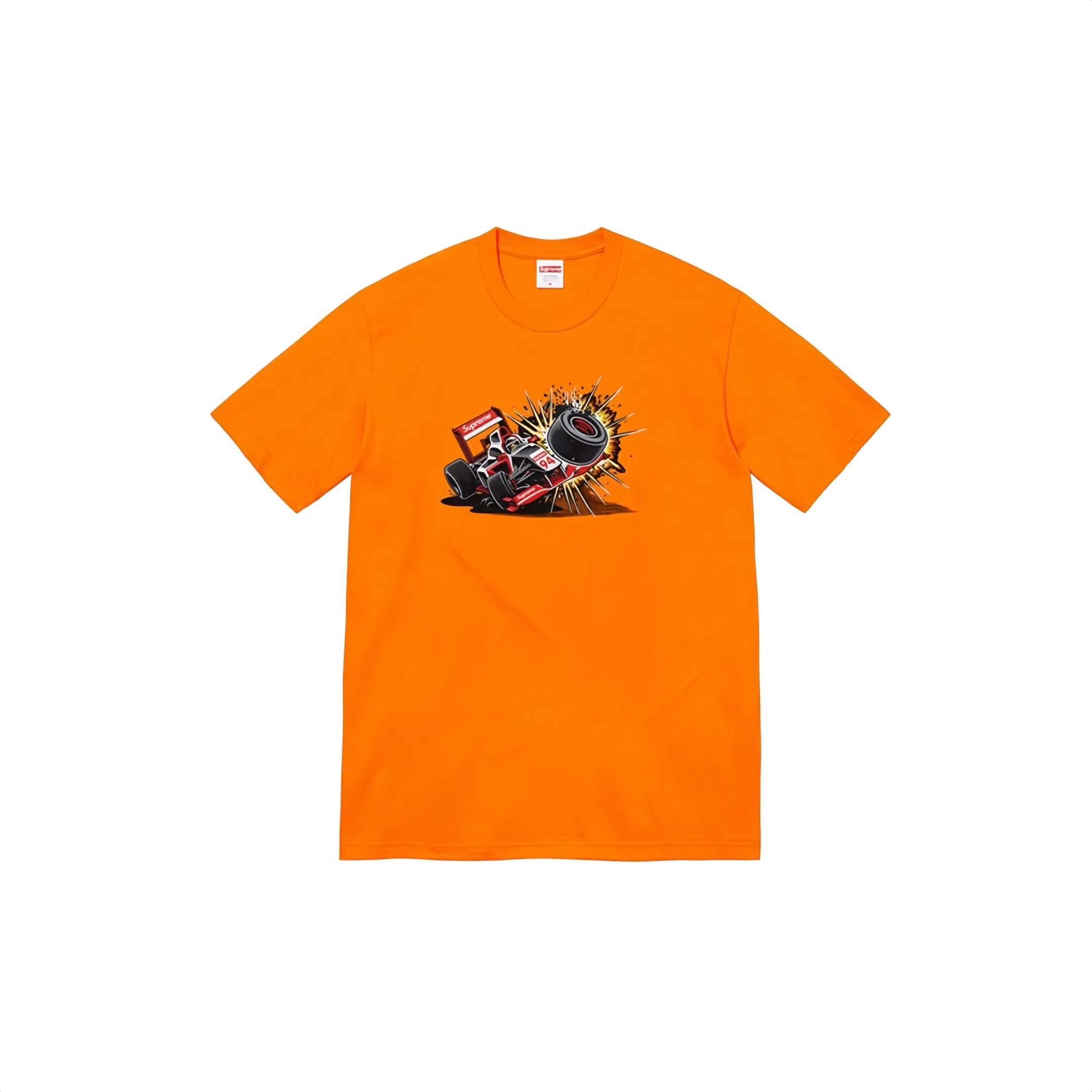 #S12 P110💰 Supreme Week 7 Crash Tee Racing formula pattern printed casual short-sleeved T-shirt. The same style for men and women is made of 260g combed cotton double yarn. From fabrics to accessories, all three standards are complete and follow ZP. Imported Matsui company's slurry printing will never crack. The whole piece is made of three-needle five-thread technology. The neckline-shoulder seam-sleeve seam is double-lined, which looks more three-dimensional and textured.) The same process as the original version, classic version Feel free to compare zp. The whole piece adopts three-needle five-thread craftsmanship (neckline-shoulder seam-sleeve seam double thread, which looks more three-dimensional and textured). It has the same craftsmanship as the original original, classic version. Color: Orange, Black, Gray, Pink and White. Size: S M L XL XXL