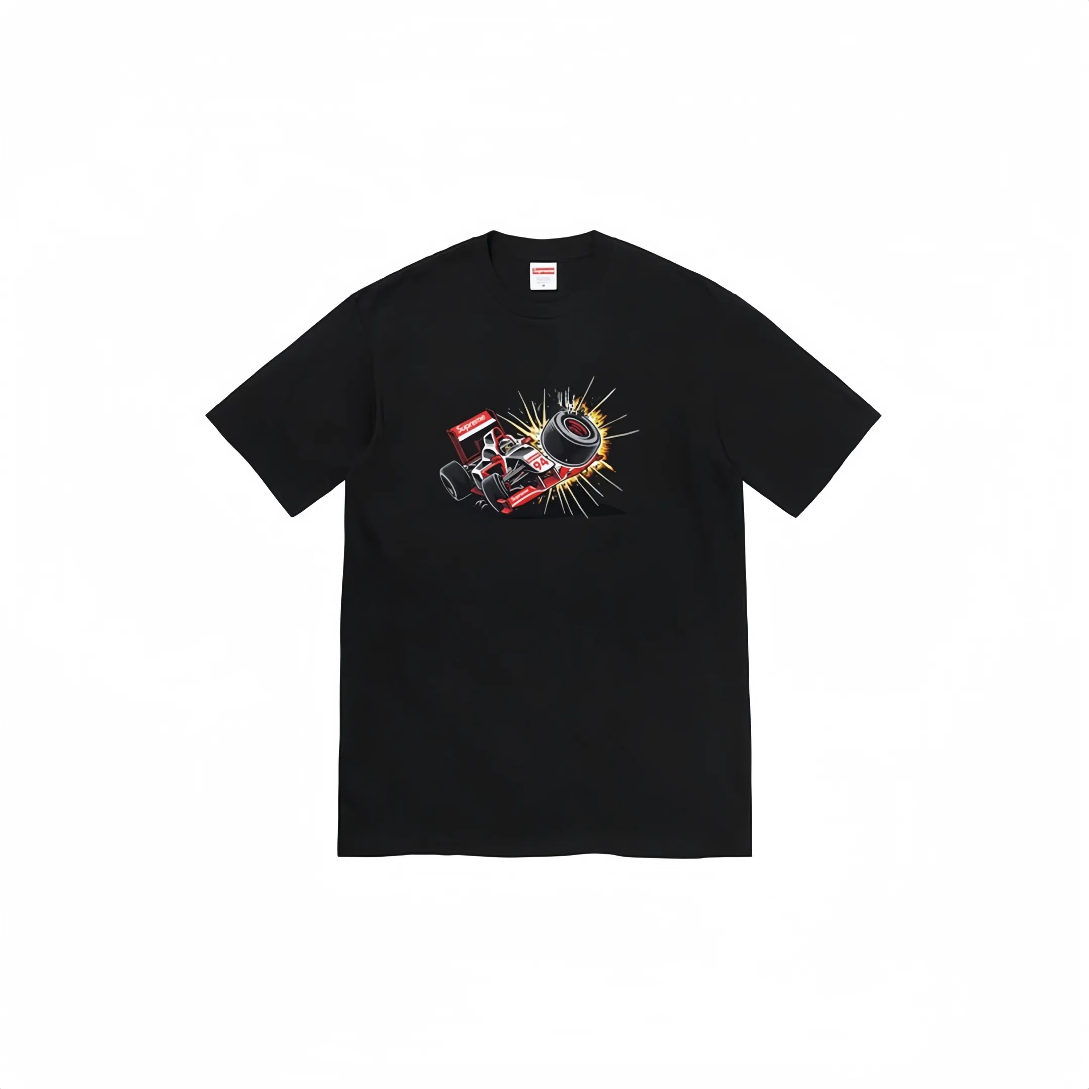 #S12 P110💰 Supreme Week 7 Crash Tee Racing formula pattern printed casual short-sleeved T-shirt. The same style for men and women is made of 260g combed cotton double yarn. From fabrics to accessories, all three standards are complete and follow ZP. Imported Matsui company's slurry printing will never crack. The whole piece is made of three-needle five-thread technology. The neckline-shoulder seam-sleeve seam is double-lined, which looks more three-dimensional and textured.) The same process as the original version, classic version Feel free to compare zp. The whole piece adopts three-needle five-thread craftsmanship (neckline-shoulder seam-sleeve seam double thread, which looks more three-dimensional and textured). It has the same craftsmanship as the original original, classic version. Color: Orange, Black, Gray, Pink and White. Size: S M L XL XXL