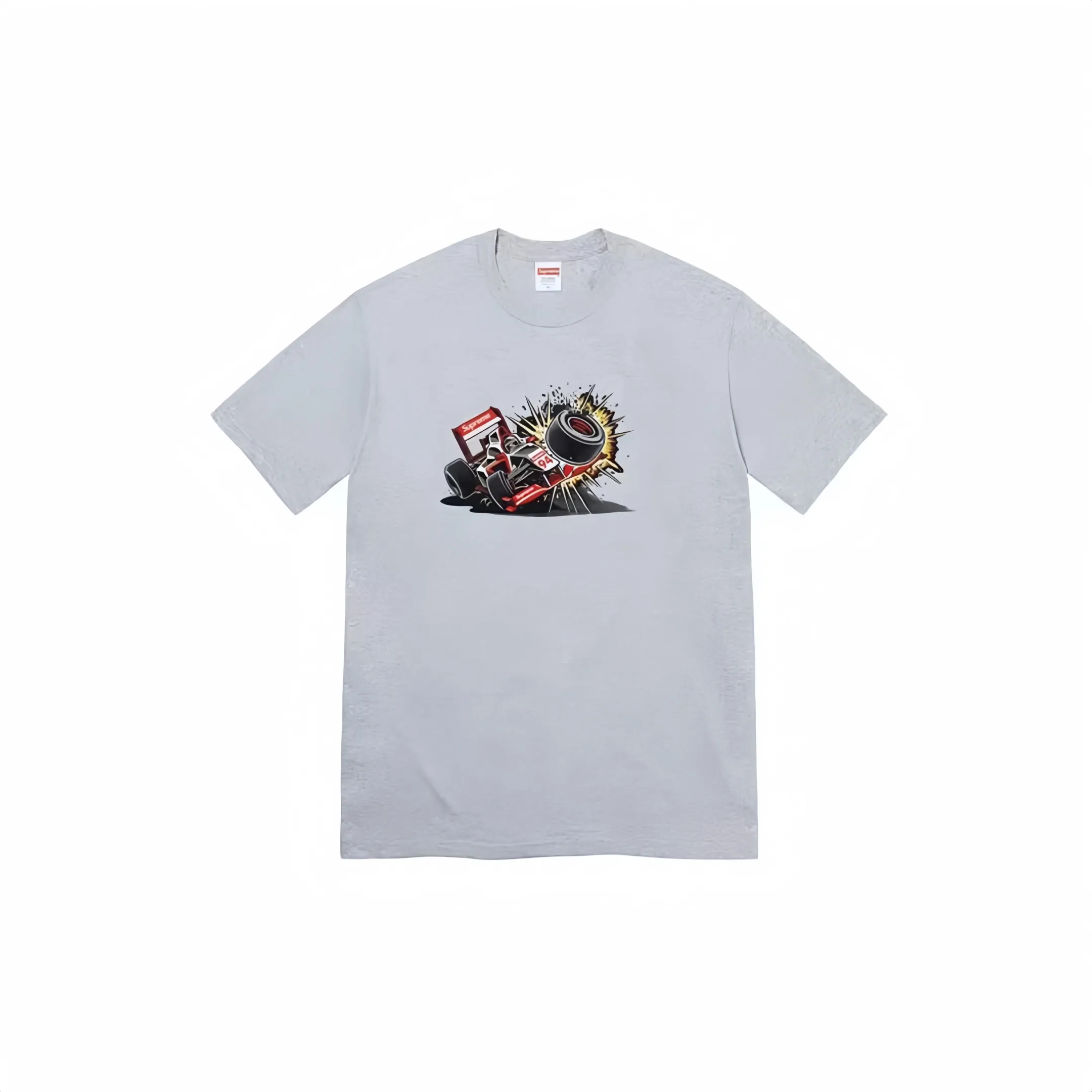 #S12 P110💰 Supreme Week 7 Crash Tee Racing formula pattern printed casual short-sleeved T-shirt. The same style for men and women is made of 260g combed cotton double yarn. From fabrics to accessories, all three standards are complete and follow ZP. Imported Matsui company's slurry printing will never crack. The whole piece is made of three-needle five-thread technology. The neckline-shoulder seam-sleeve seam is double-lined, which looks more three-dimensional and textured.) The same process as the original version, classic version Feel free to compare zp. The whole piece adopts three-needle five-thread craftsmanship (neckline-shoulder seam-sleeve seam double thread, which looks more three-dimensional and textured). It has the same craftsmanship as the original original, classic version. Color: Orange, Black, Gray, Pink and White. Size: S M L XL XXL