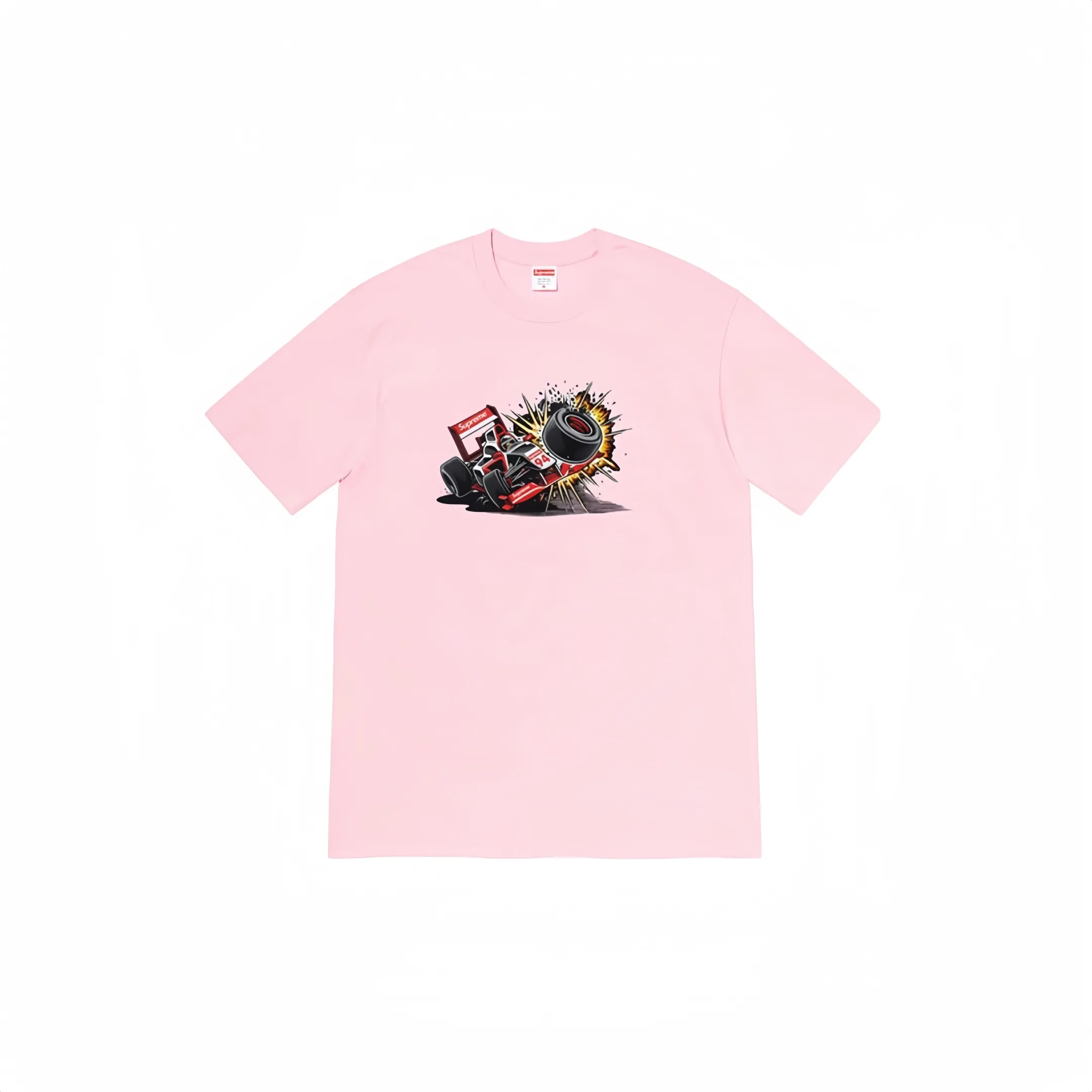 #S12 P110💰 Supreme Week 7 Crash Tee Racing formula pattern printed casual short-sleeved T-shirt. The same style for men and women is made of 260g combed cotton double yarn. From fabrics to accessories, all three standards are complete and follow ZP. Imported Matsui company's slurry printing will never crack. The whole piece is made of three-needle five-thread technology. The neckline-shoulder seam-sleeve seam is double-lined, which looks more three-dimensional and textured.) The same process as the original version, classic version Feel free to compare zp. The whole piece adopts three-needle five-thread craftsmanship (neckline-shoulder seam-sleeve seam double thread, which looks more three-dimensional and textured). It has the same craftsmanship as the original original, classic version. Color: Orange, Black, Gray, Pink and White. Size: S M L XL XXL
