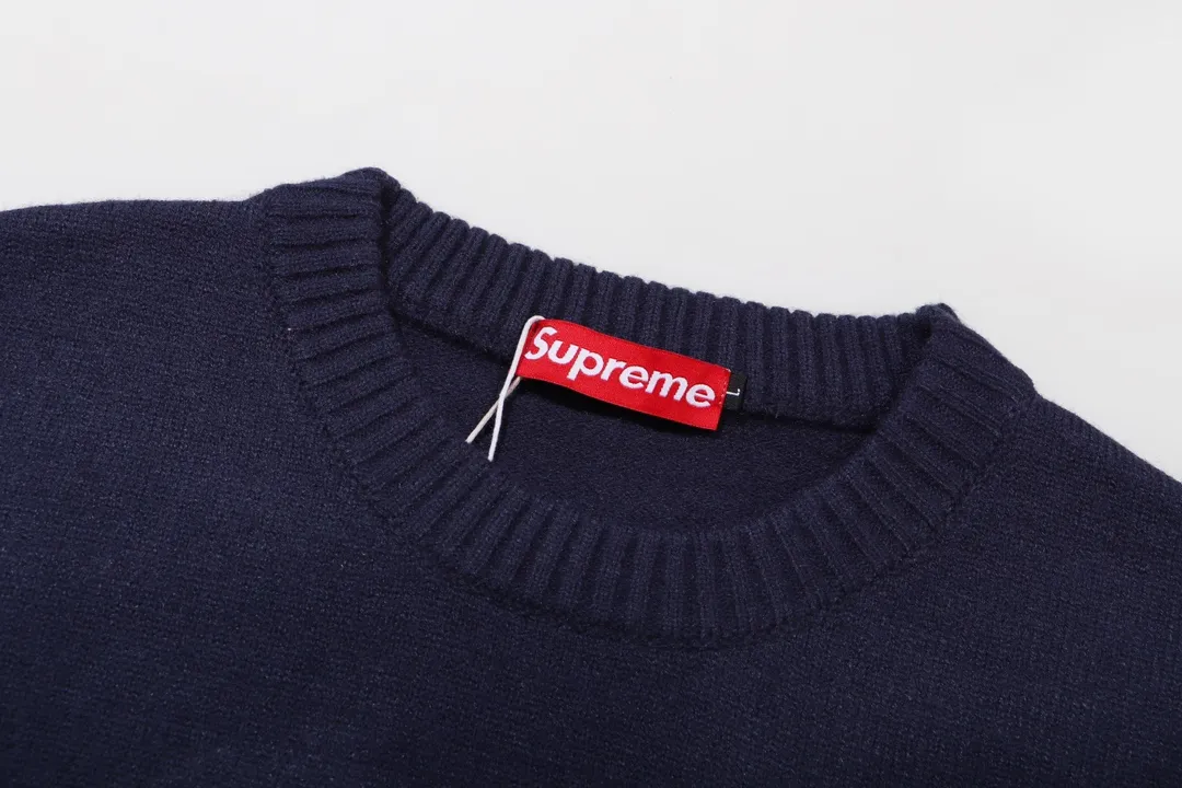 P300 Supreme new embroidered letter logo round neck wool knitted sweater Color: White Black Blue Pink Size: S M L XL XXL