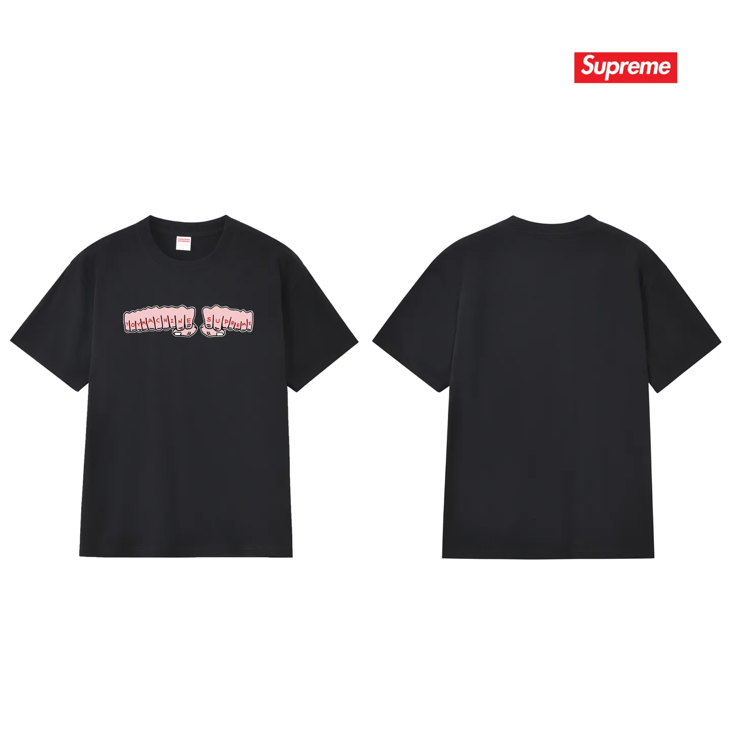 S237 P110💰 Supreme x toy machine joint model SS24 Week4 FIST TEE Short-sleeved American trendy T-shirt with fist printed pattern on the chest. Same style for men and women. Loose fit. Made of 260g combed cotton double yarn. From fabrics to accessories, all three standards are complete and follow ZP. Imported Matsui company slurry printing will never crack. The whole piece is made with a three-needle five-thread process. The neckline-shoulder seam-sleeve seam is double-lined, and it looks more three-dimensional and textured. The process is the same as the authentic original version. The classic version. Feel free to compare zp. The whole piece is made of a three-needle five-thread process. The neckline-shoulder seam-sleeve seam is double-threaded, which looks more three-dimensional and textured. The process is the same as the authentic original version. The classic version. Color: Black White Light Gray Pink Navy Size: S M L XL XXL