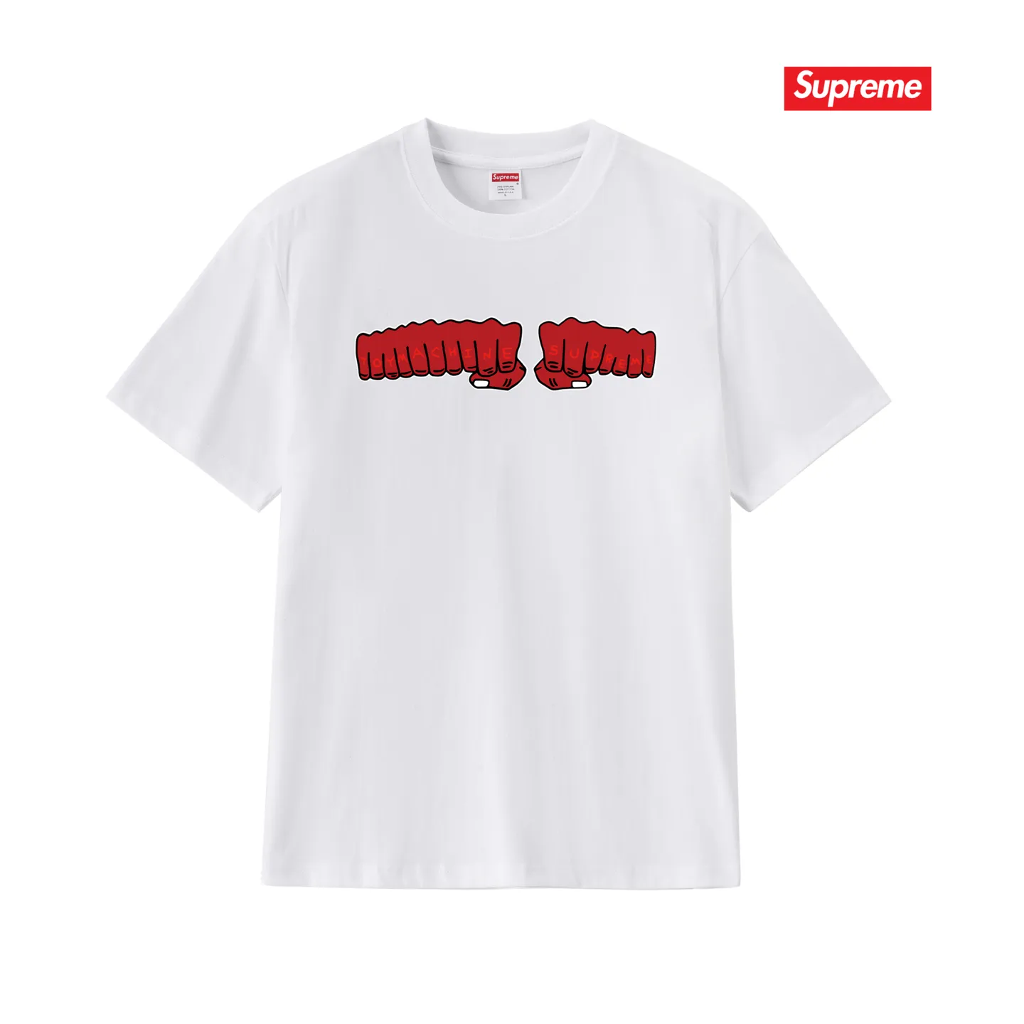 S237 P110💰 Supreme x toy machine joint model SS24 Week4 FIST TEE Short-sleeved American trendy T-shirt with fist printed pattern on the chest. Same style for men and women. Loose fit. Made of 260g combed cotton double yarn. From fabrics to accessories, all three standards are complete and follow ZP. Imported Matsui company slurry printing will never crack. The whole piece is made with a three-needle five-thread process. The neckline-shoulder seam-sleeve seam is double-lined, and it looks more three-dimensional and textured. The process is the same as the authentic original version. The classic version. Feel free to compare zp. The whole piece is made of a three-needle five-thread process. The neckline-shoulder seam-sleeve seam is double-threaded, which looks more three-dimensional and textured. The process is the same as the authentic original version. The classic version. Color: Black White Light Gray Pink Navy Size: S M L XL XXL