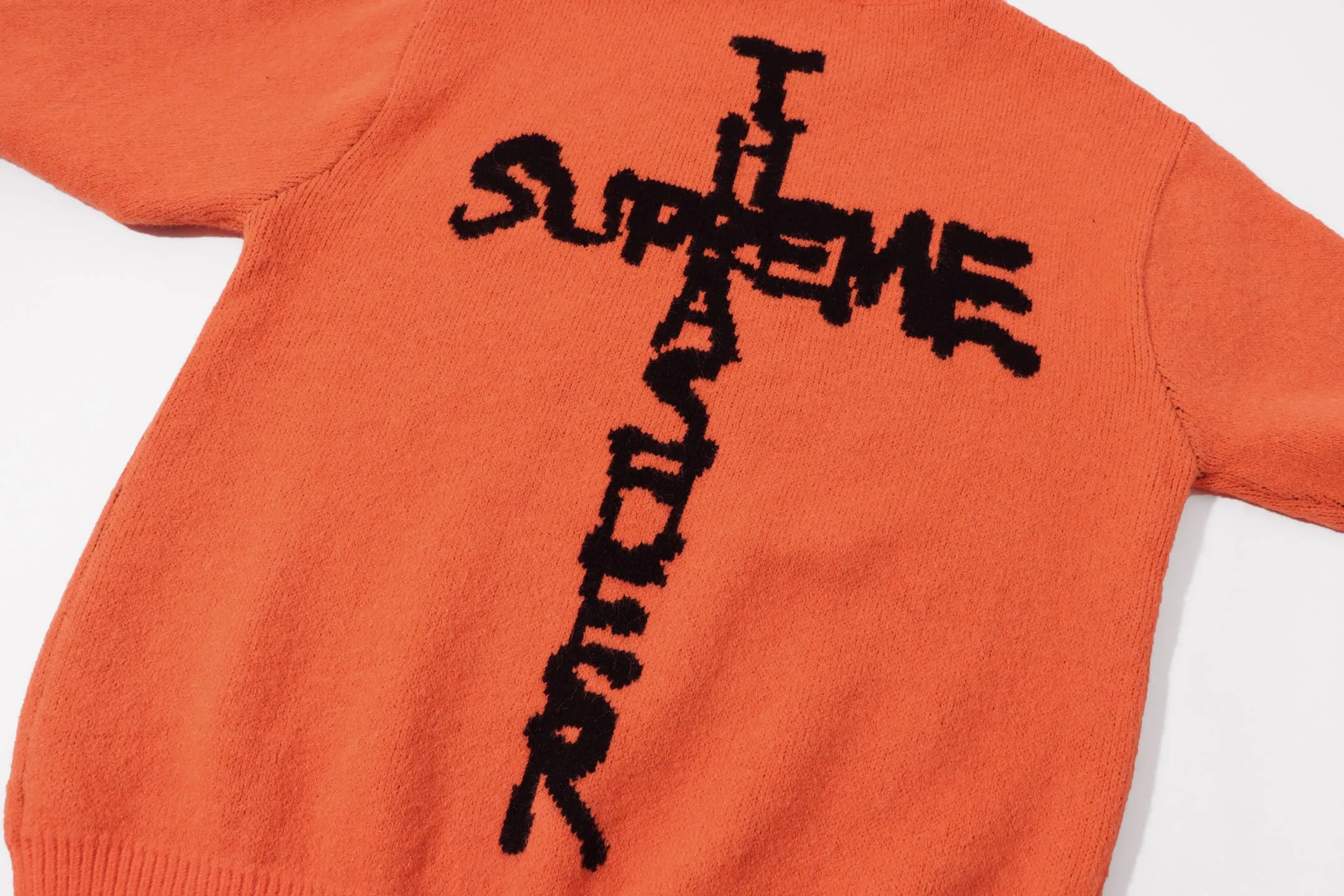 P280 Sup letter cross on the back round neck knitted wool sweater Color: Gray Black Orange Size: S M L XL XXL